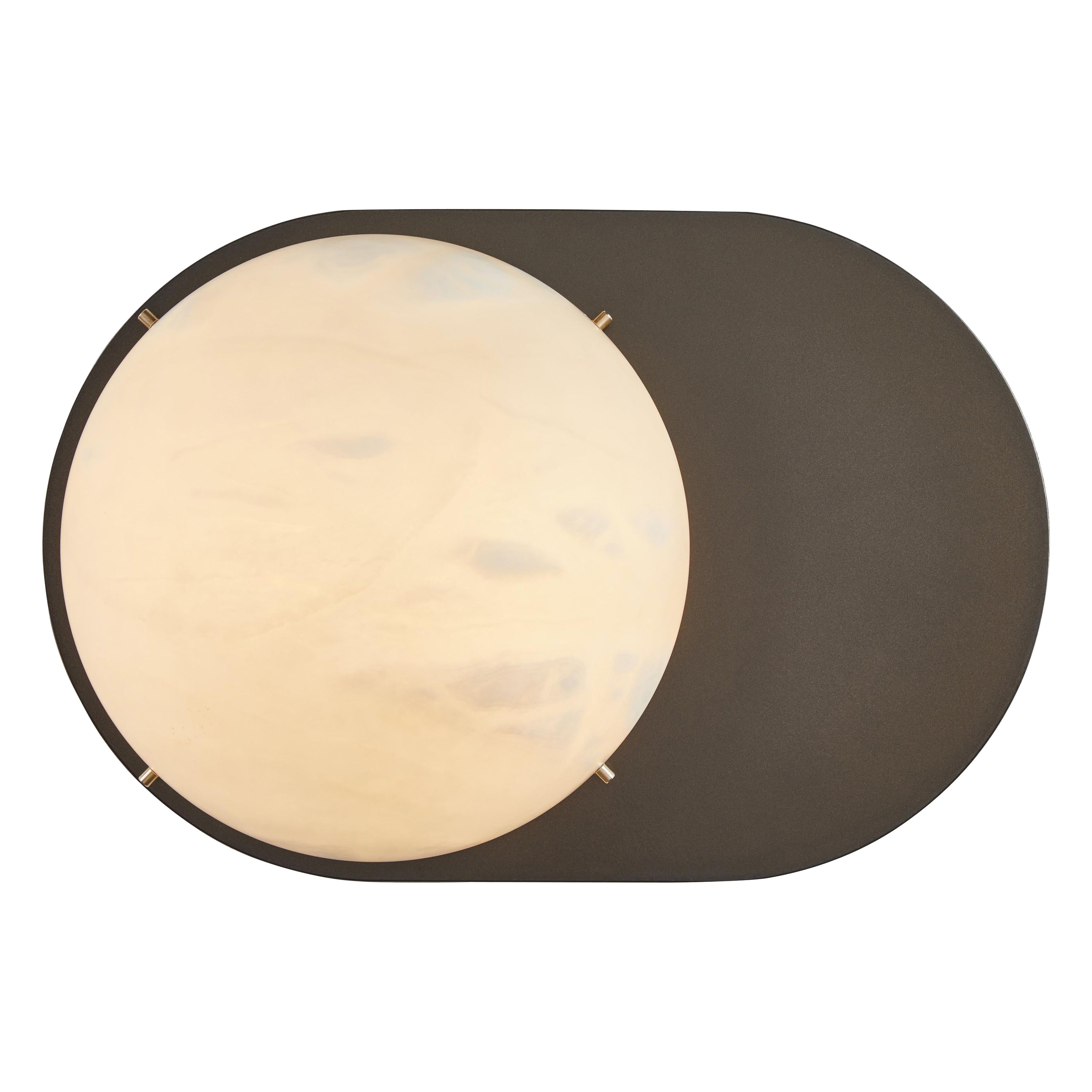 Large 'Toogle' Sconce in Bronzed Steel and Alabaster