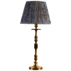 French Brass Table Lamp with floral shirred lampshade