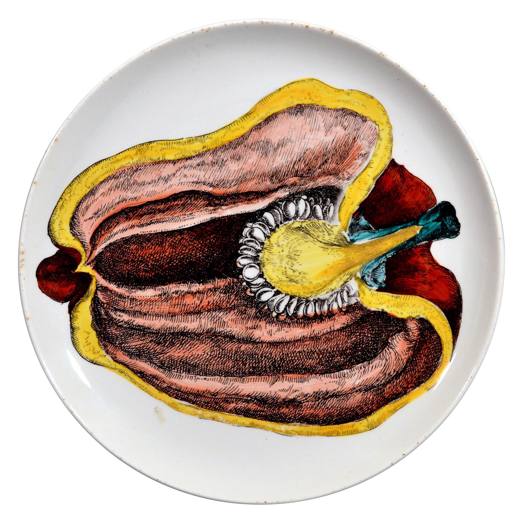 Piero Fornasetti Pottery Plate, Sezioni Di Frutta, #6, 1960s For Sale
