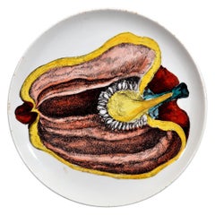 Piero Fornasetti Pottery Plate, Sezioni Di Frutta, #6, 1960s
