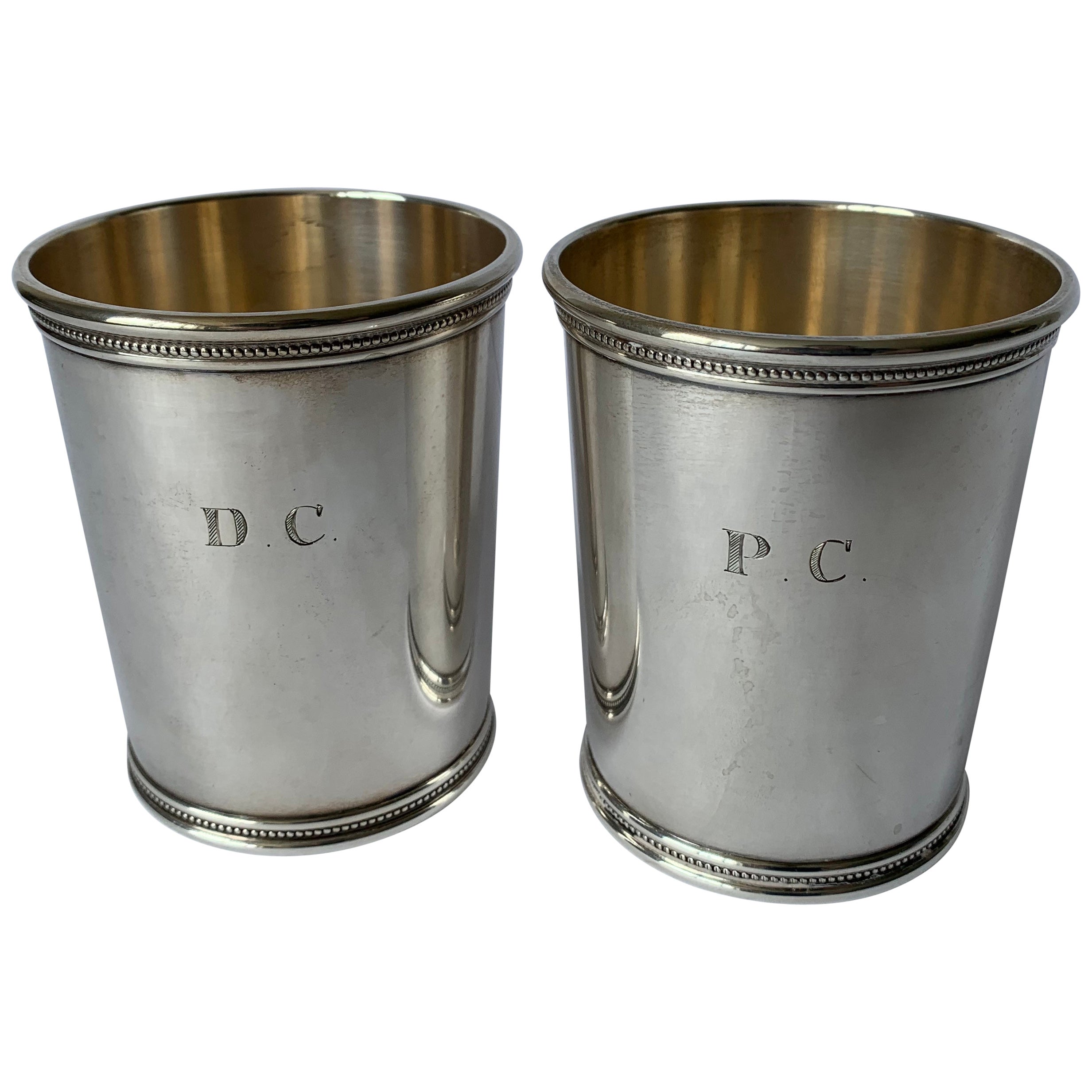 Godinger Silver Plate Julep Cups with Monograms For Sale at 1stDibs