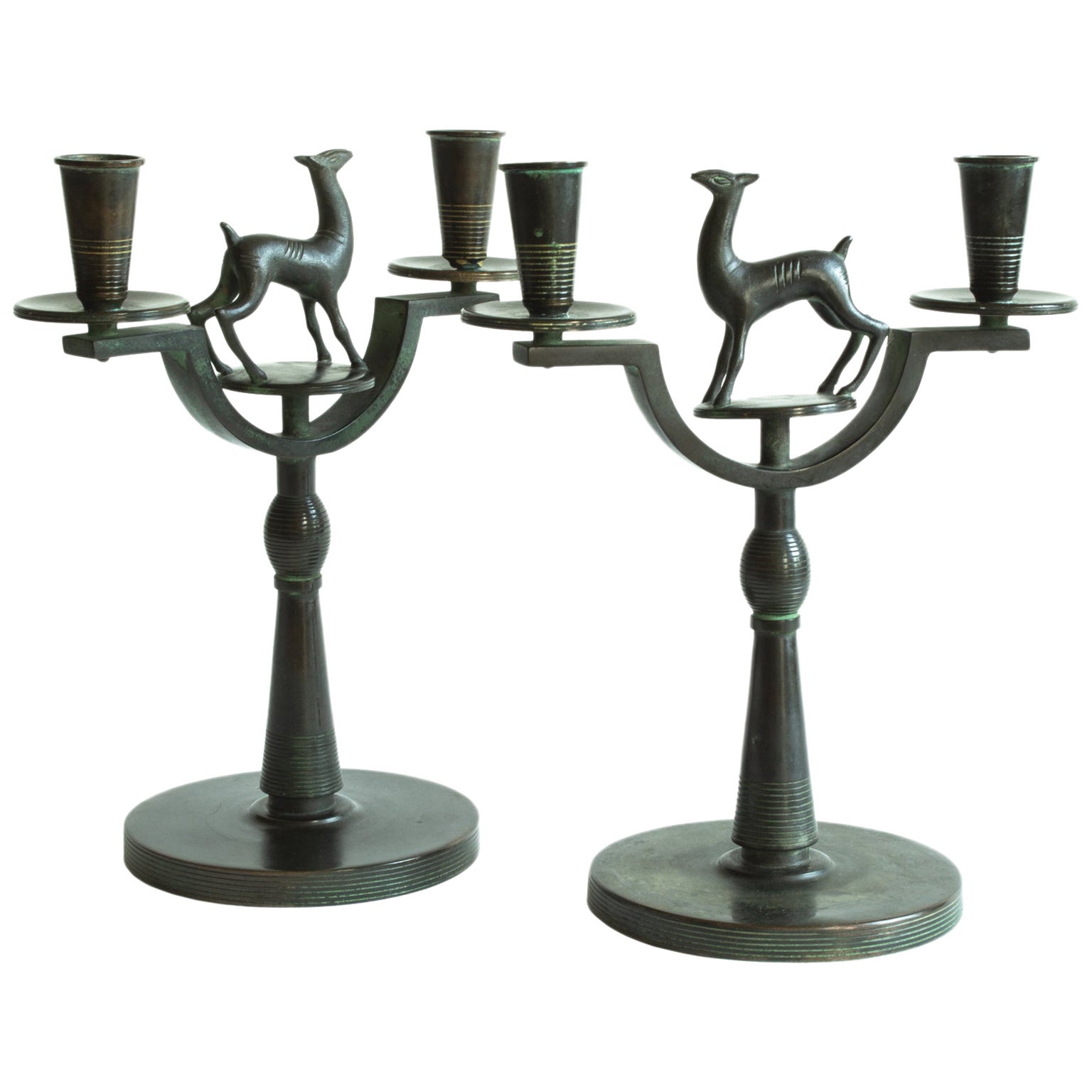Pair of Midcentury Swedish Iron Candelabras For Sale at 1stDibs