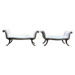 Pair of 19th Century Italian Painted and Parcel-Gilt Benches