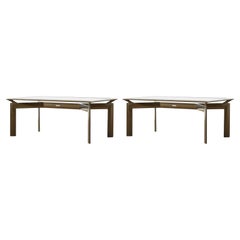 Ein Paar John Caldwell Patio Cocktail Tables aus bronziertem Aluminium