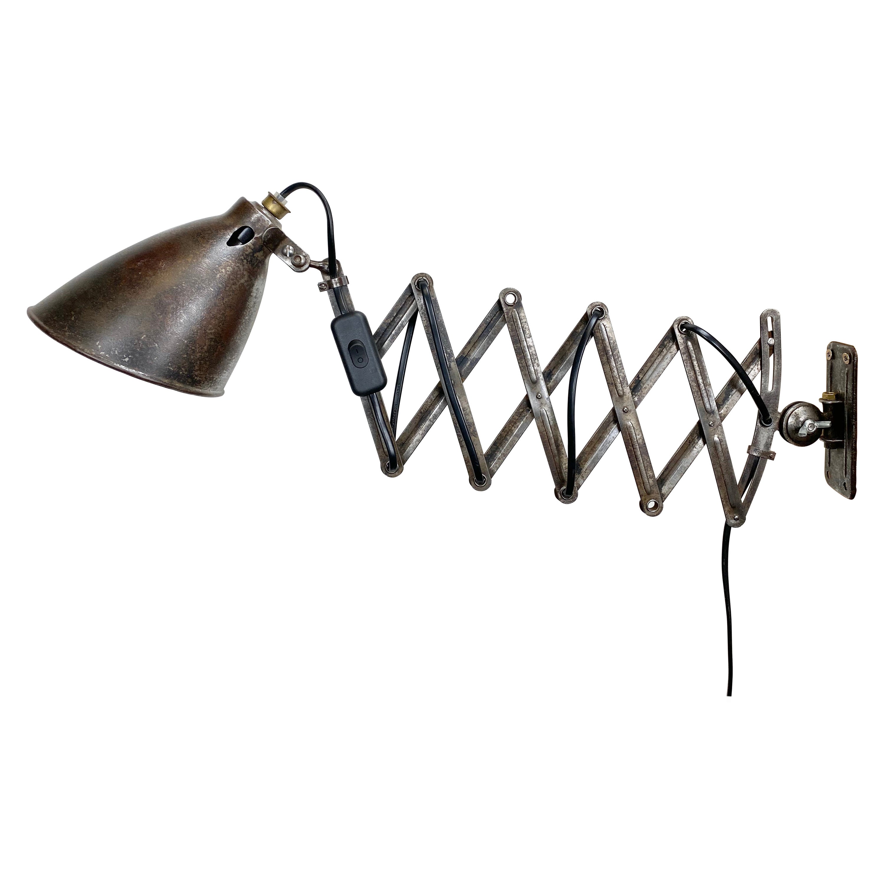 Walligraph Industrial Accordion, Scissor Wall Lamp, England, 1930s at