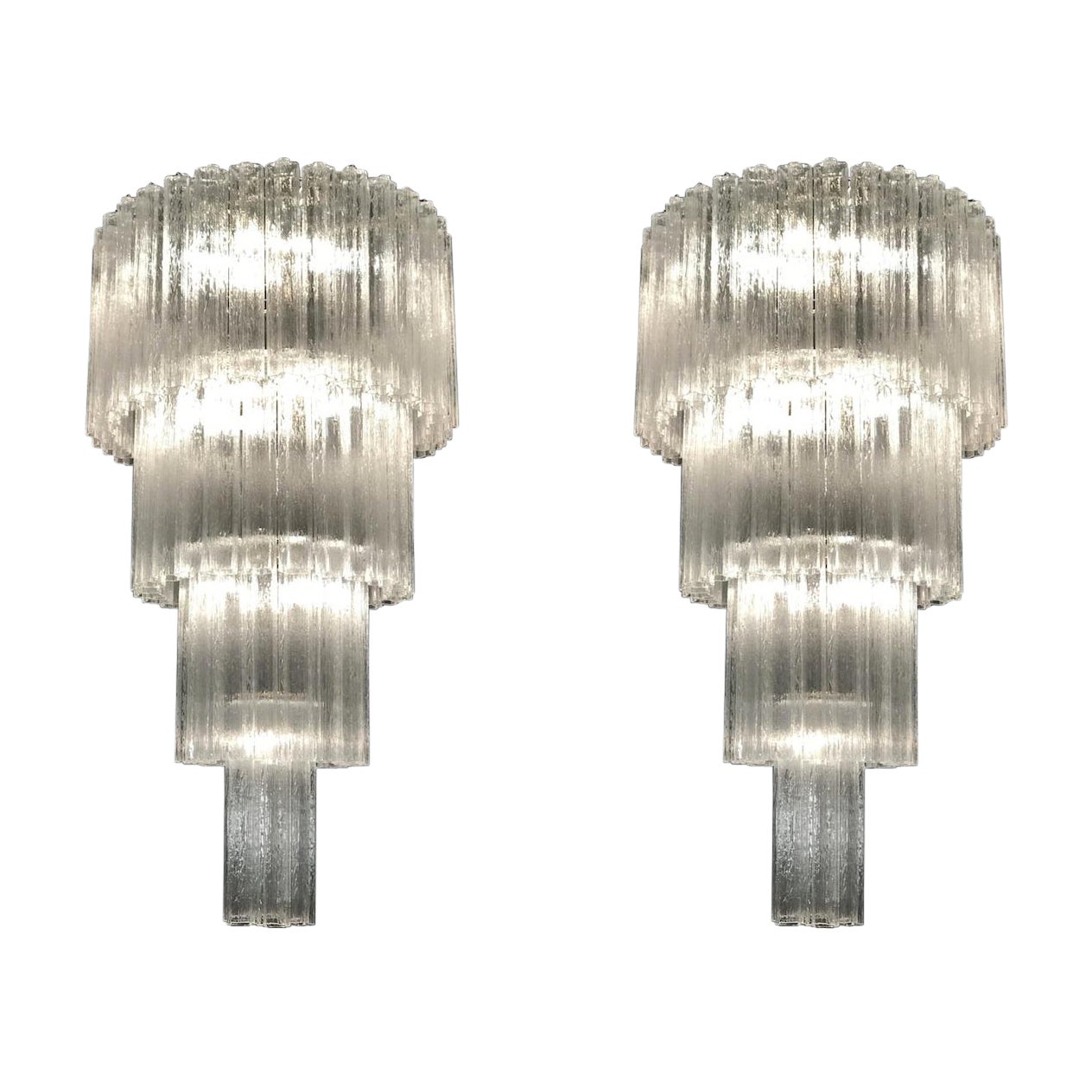 Pair of Monumental Italian Tronchi Chandeliers Murano, 1980s For Sale