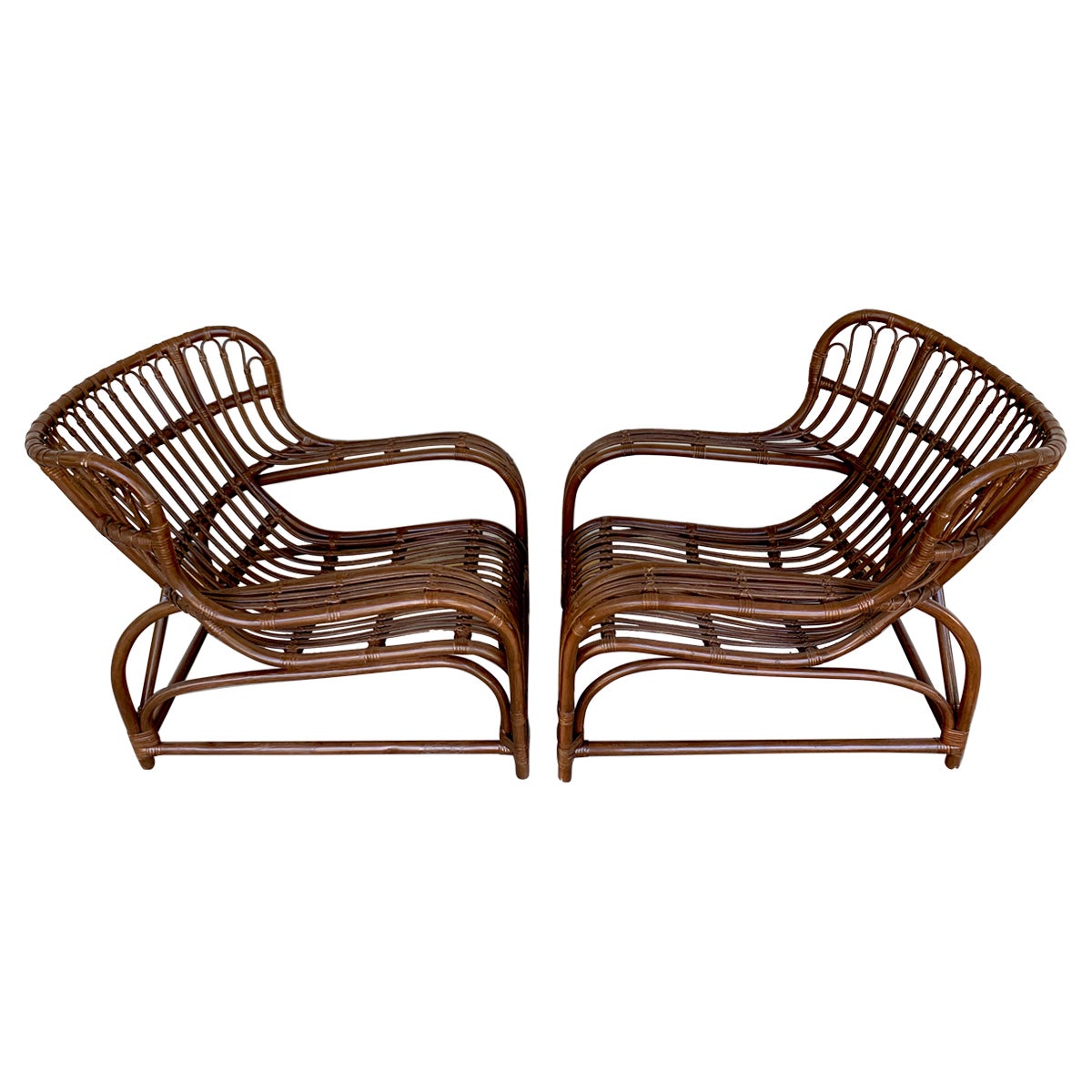 Four Antique Deco Rattan Chairs For Sale at 1stDibs
