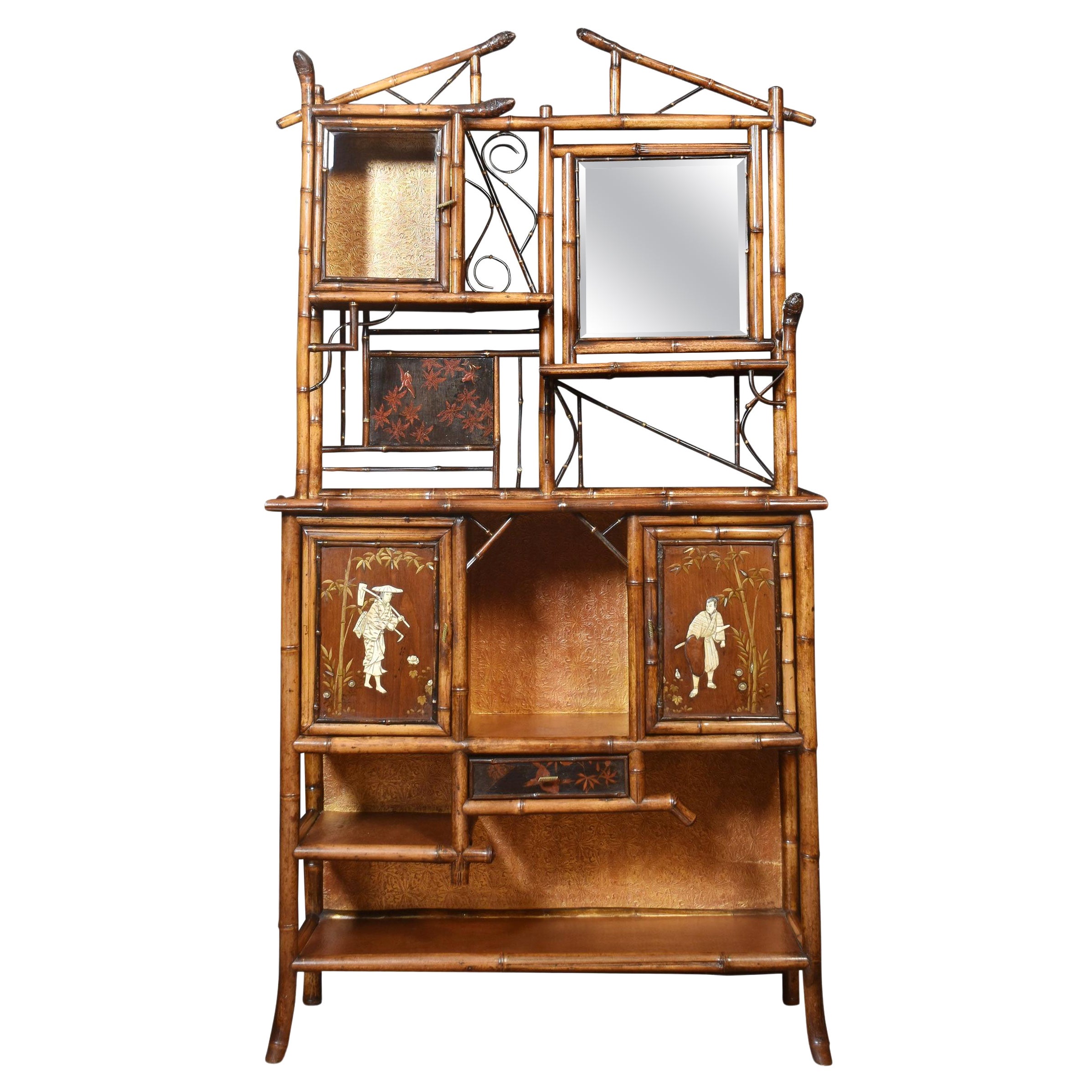 Aesthetic Movement Bamboo and Lacquer Cabinet For Sale