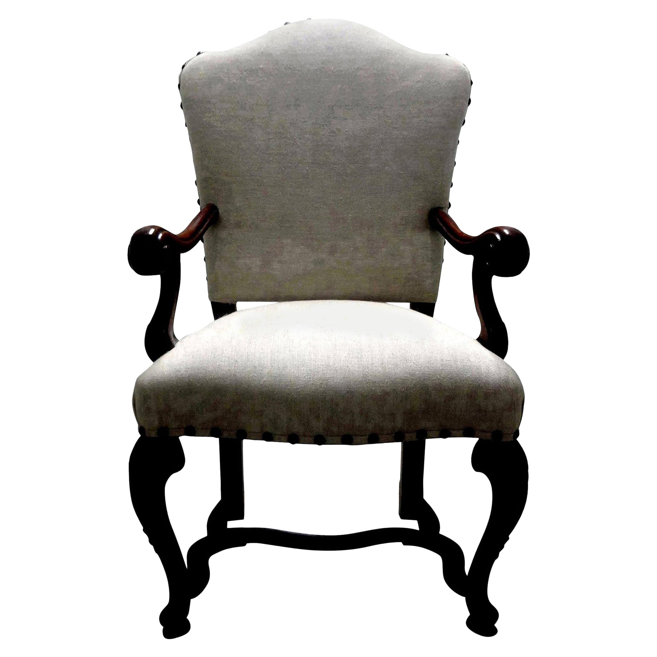 Italienischer Louis-XIV-Stuhl aus Nussbaumholz aus dem 18.