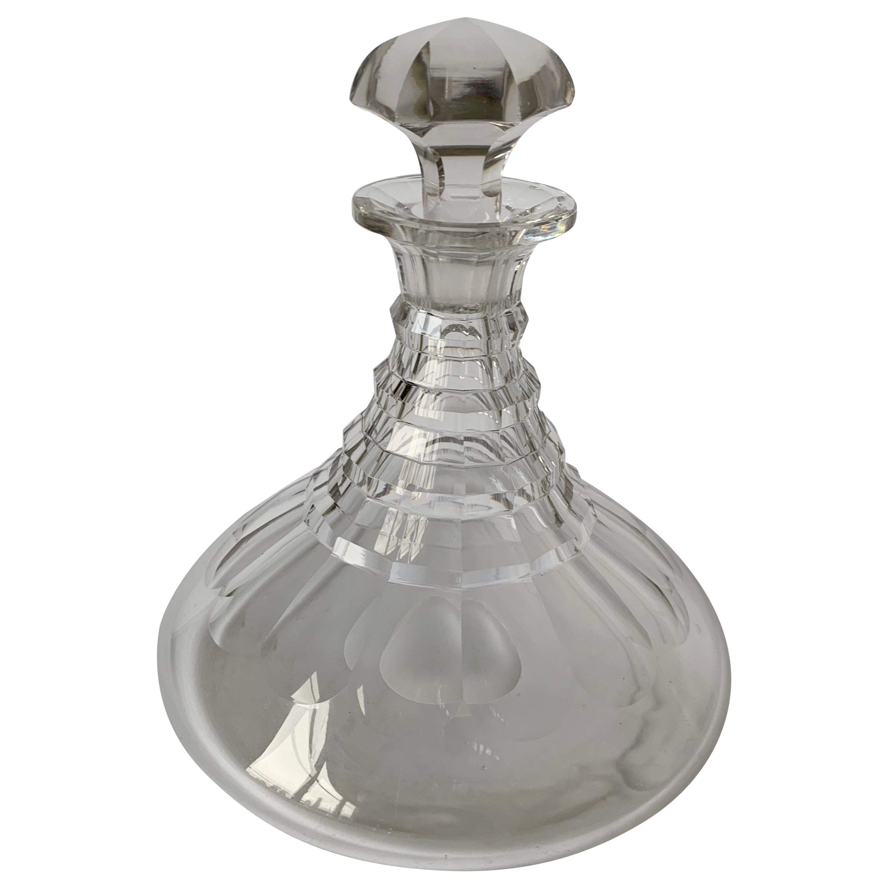 18th Century, GLASS DECANTER, 3 Neck Rings, English, hand blown crystal at 1stDibs