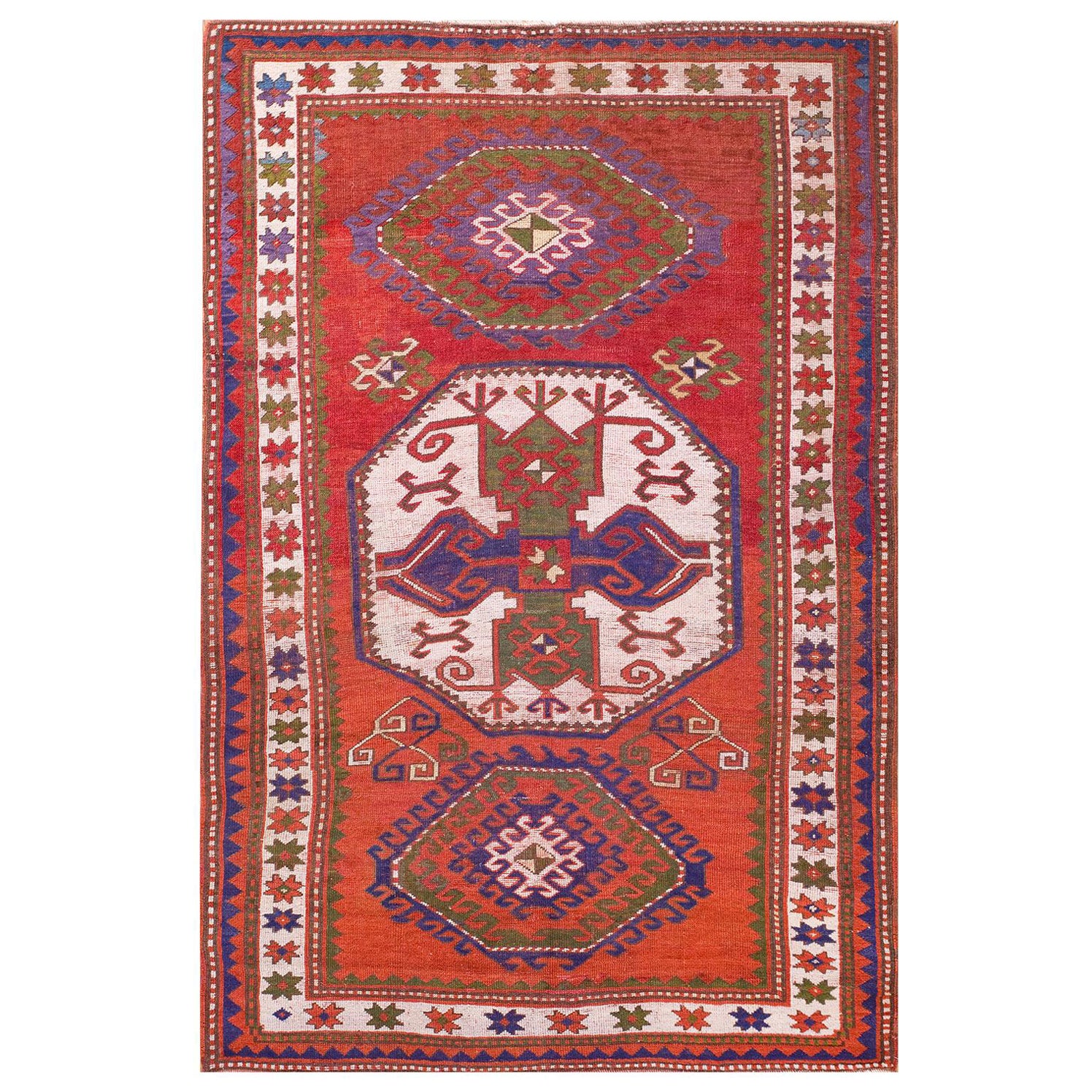 Early 20th Century Caucasian Kazak Lori Pombak Carpet (4'9" x 6'10" - 145 x 208) For Sale
