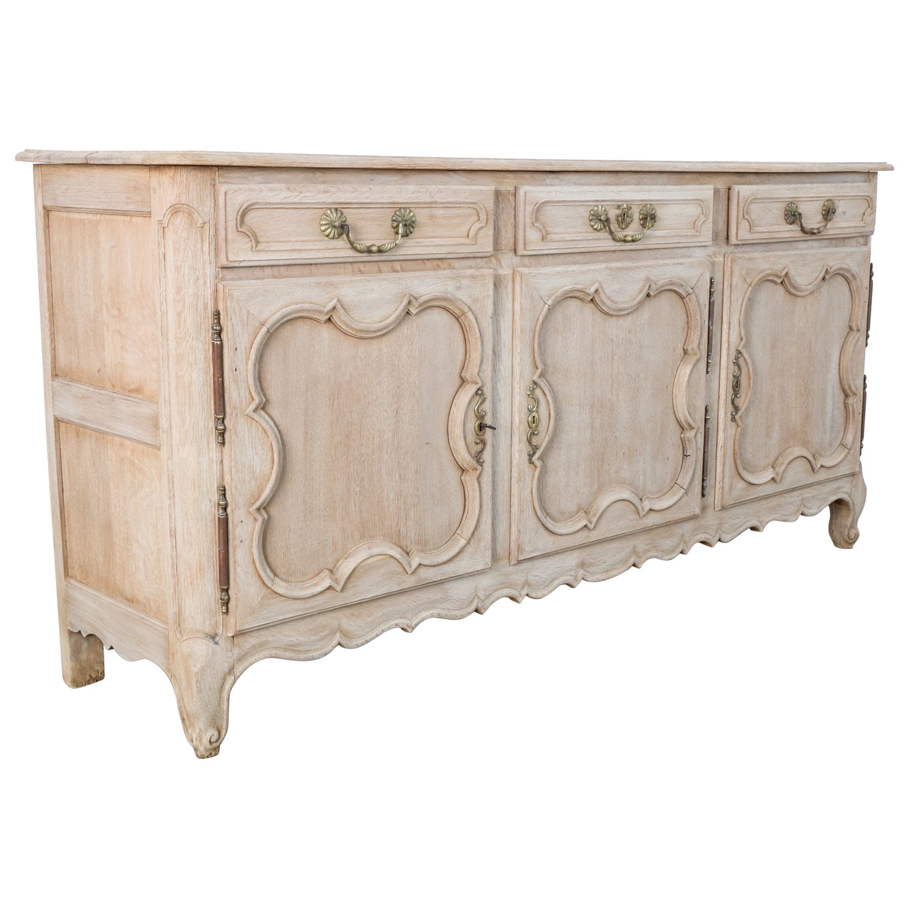 19th Century French Bleached Walnut Buffet For Sale at 1stDibs