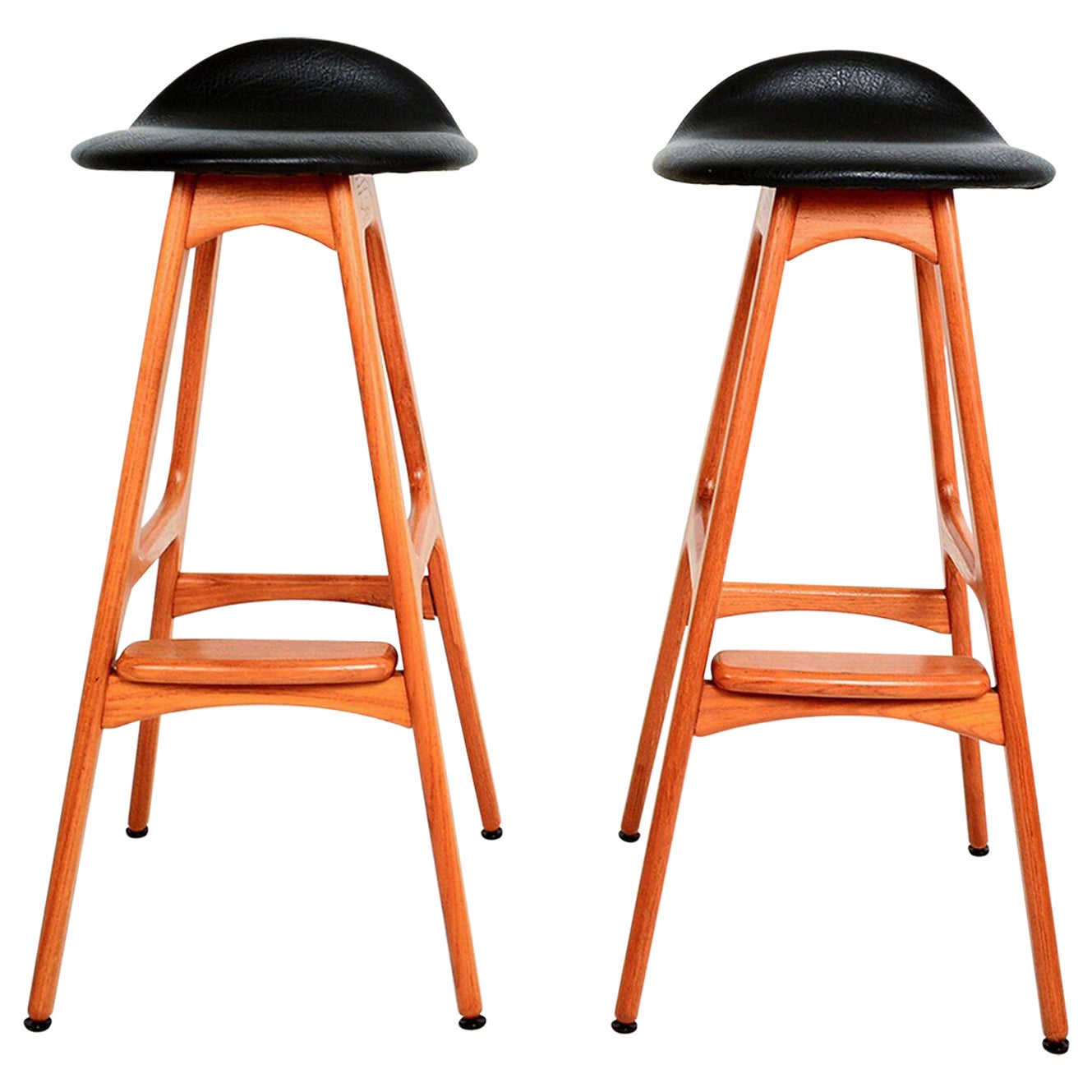 Mid Century Danish Modern Teak Bar Stool, Erik Buck Style at 1stDibs