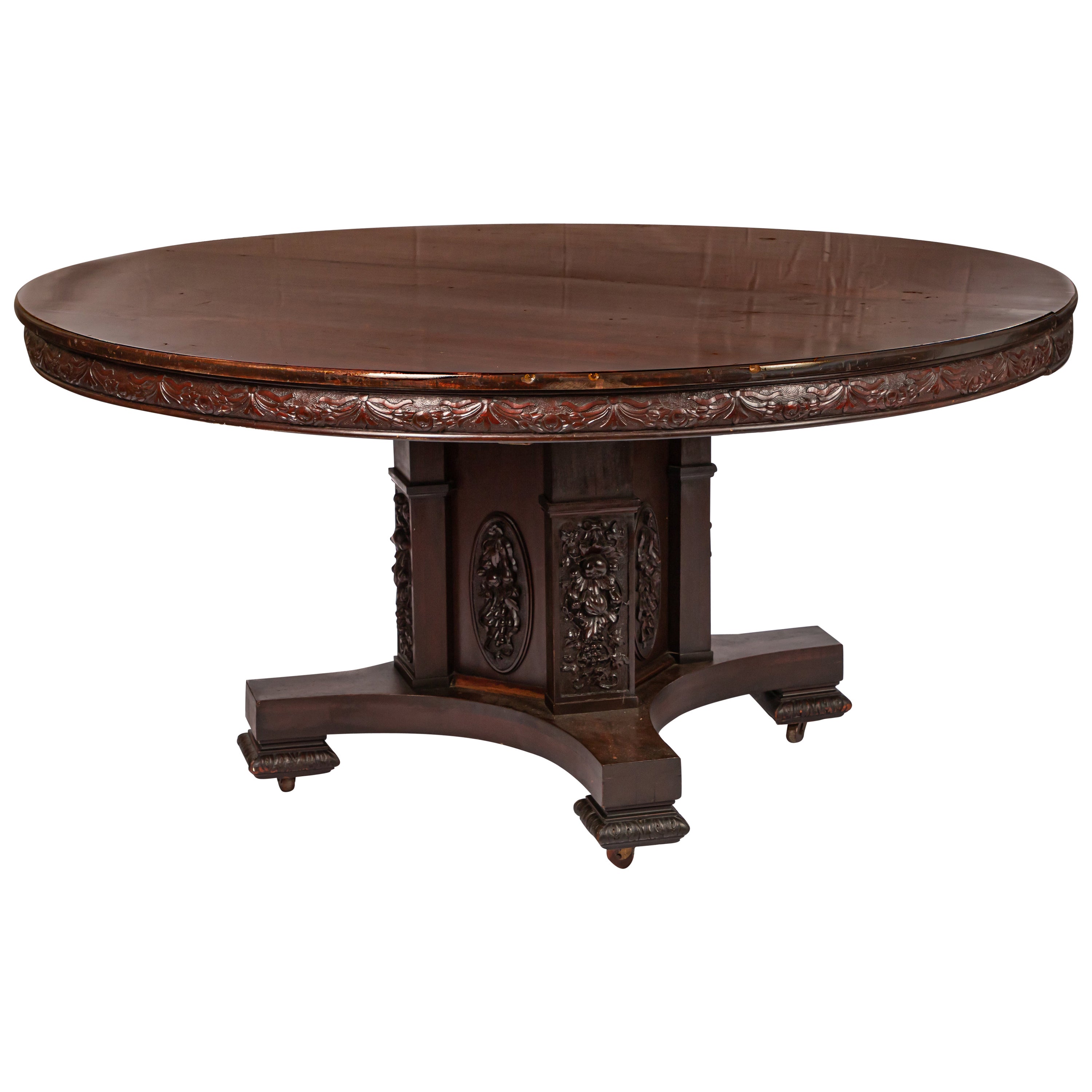 Arhaus French Country Round Farmhouse Pedestal Dining Table at 1stDibs