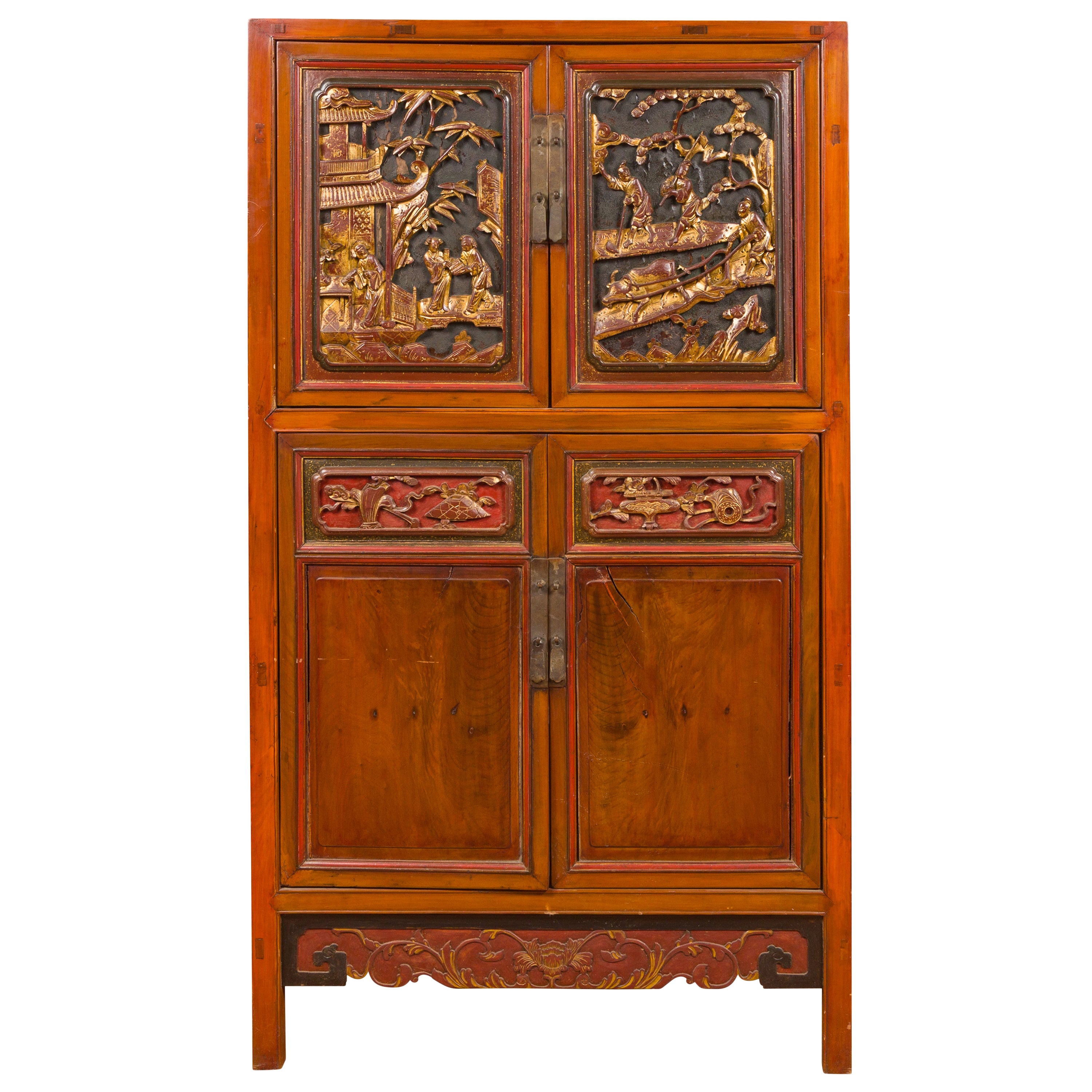 Chinese Ming Dynasty Style Butterfly with Carved Spandrels and