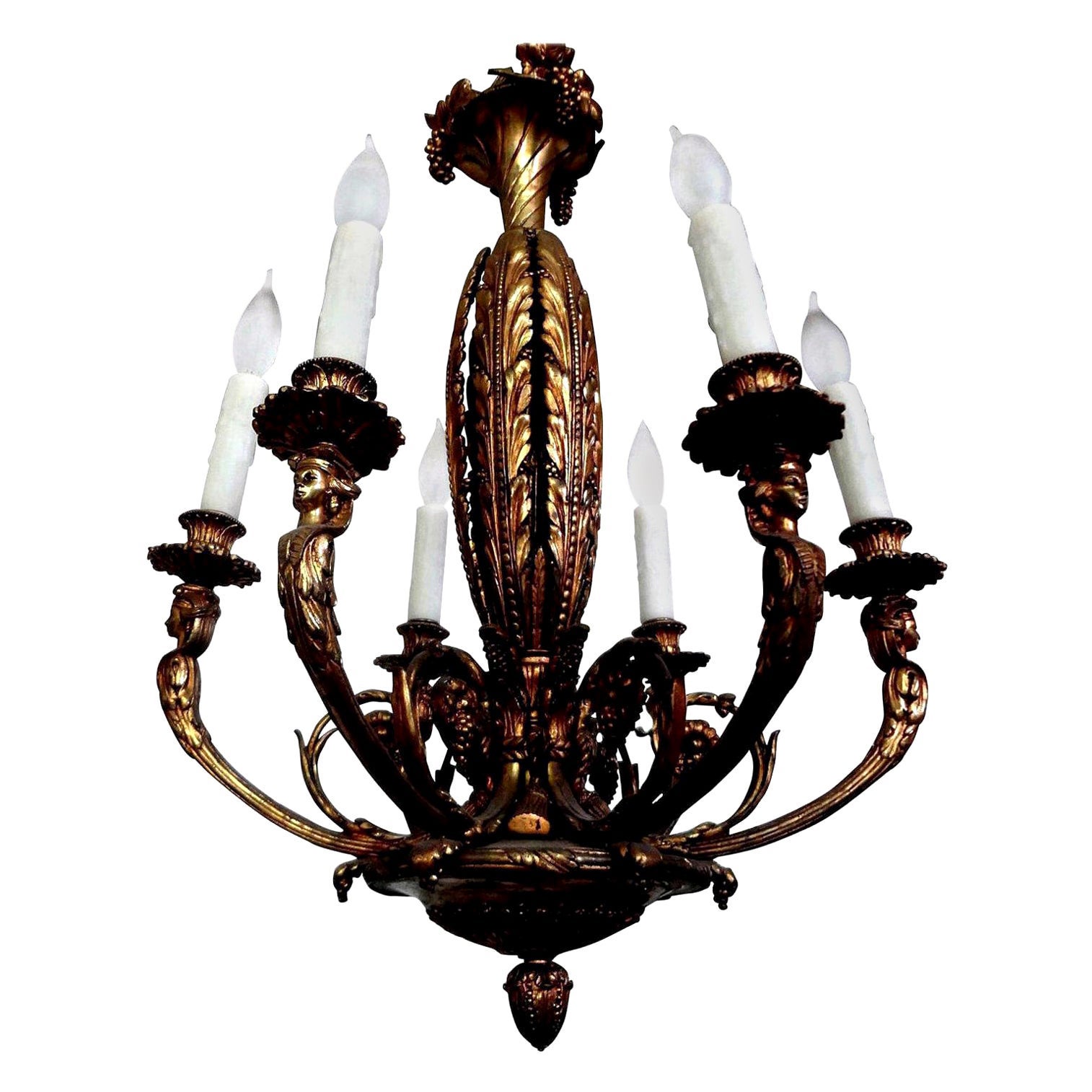Italian Neoclassical Style Gilt Bronze 6-Light Chandelier
