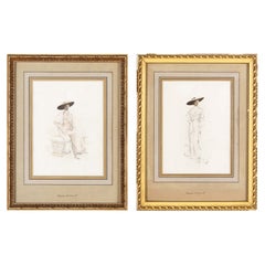 Pair of Frames with Fashion Portraits by Desgranges, 1920s