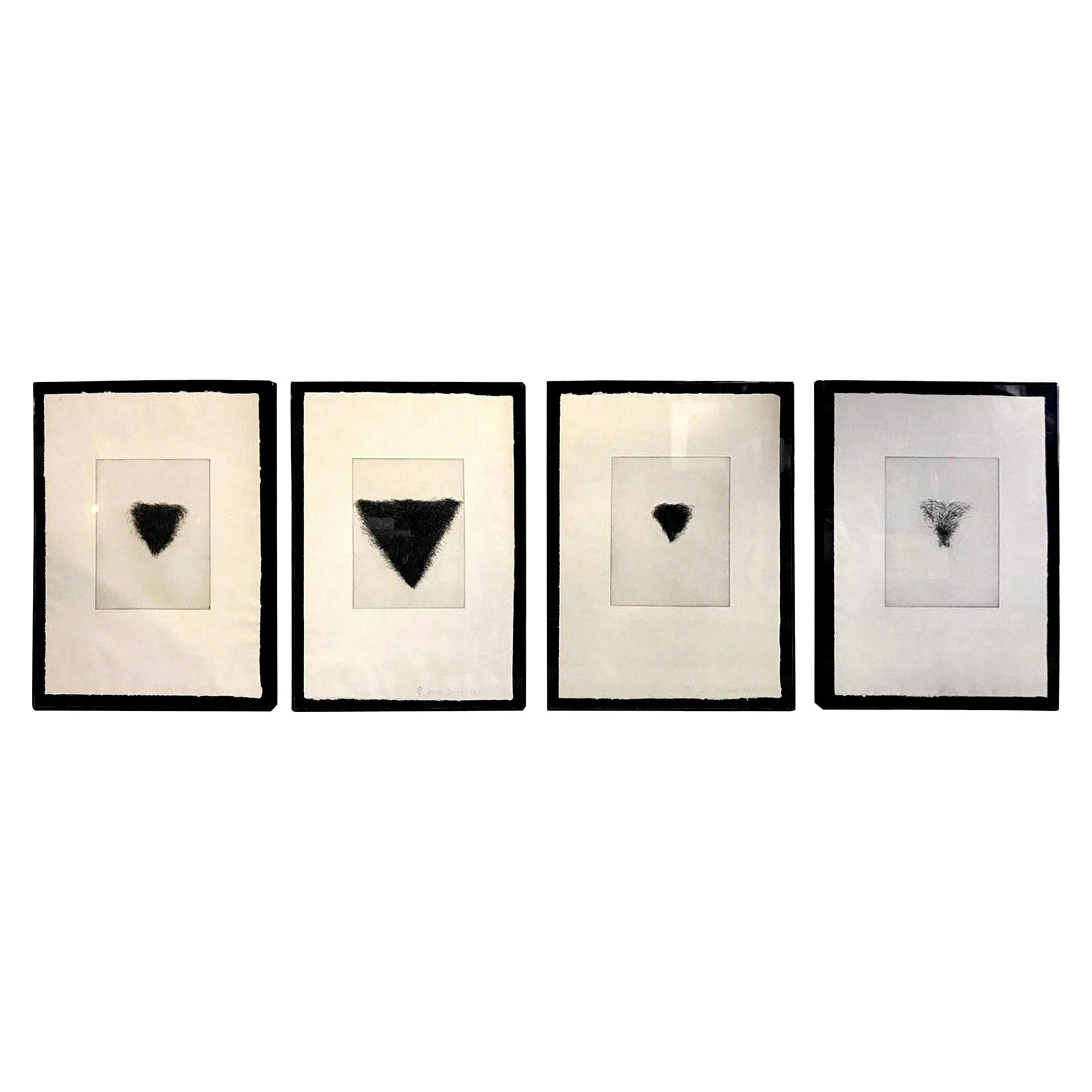 Ensemble de quatre gravures Pop Art signées Jim Dine « Four Kinds of Pubic Hair », 1971