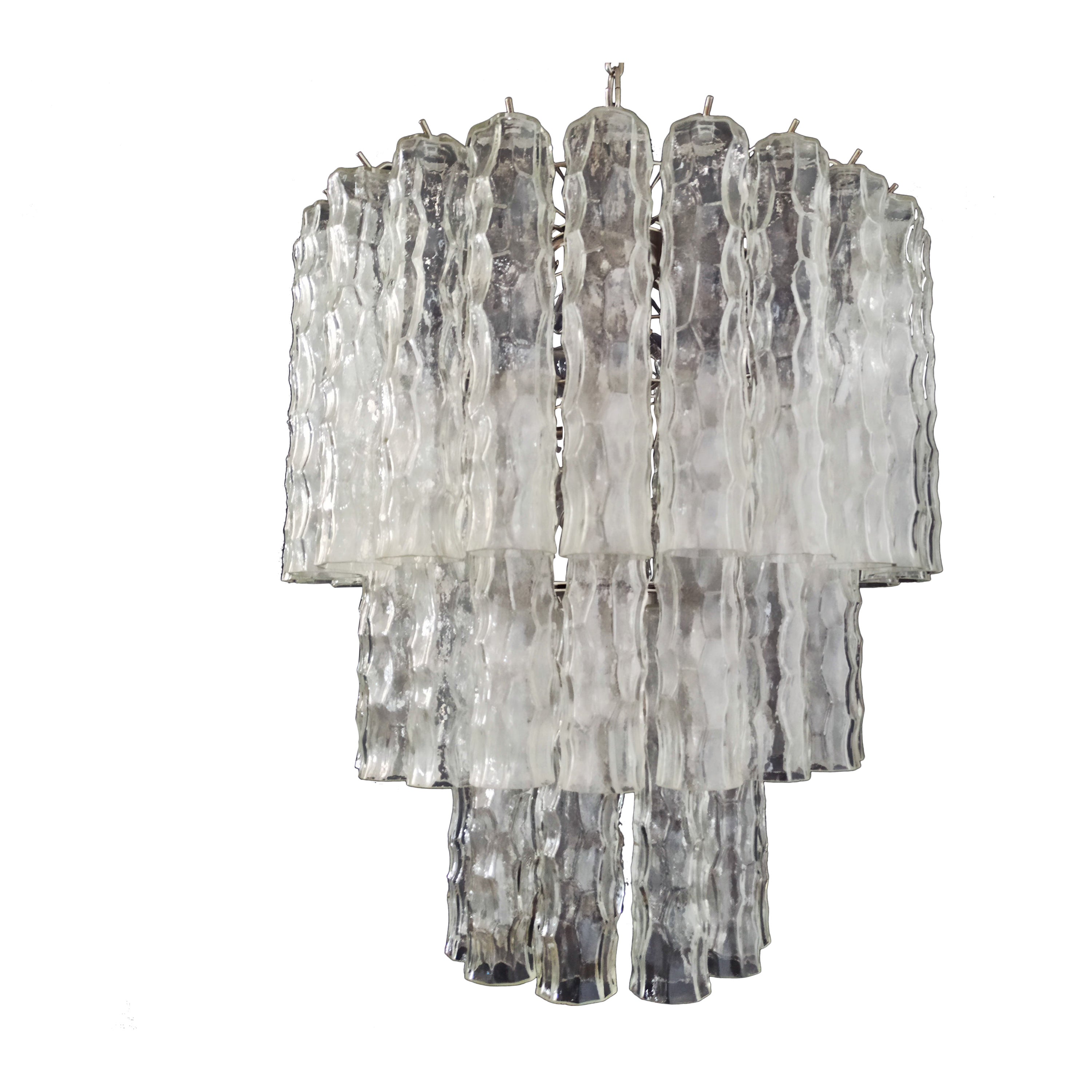 Mid-Century Three-Tier Murano Glass Chandelier with Palm Motif For Sale ...