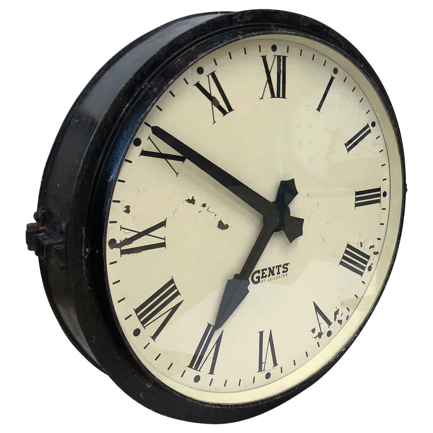 Vintage Clock Dial Face Industrial Gents Leicester, Working For Sale at
