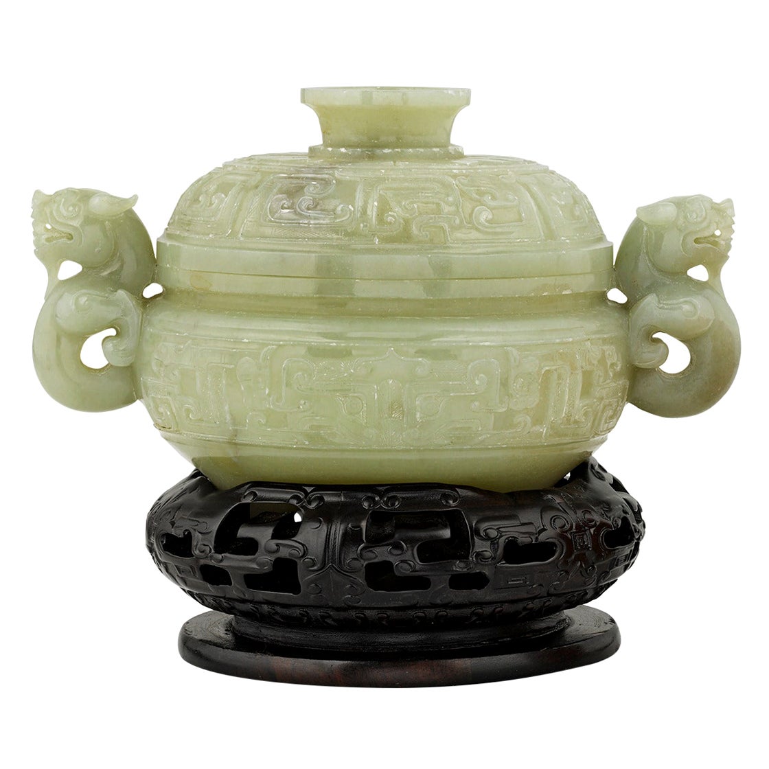 Hand-Carved Jade Bowl with Koi Fish Detail at 1stDibs
