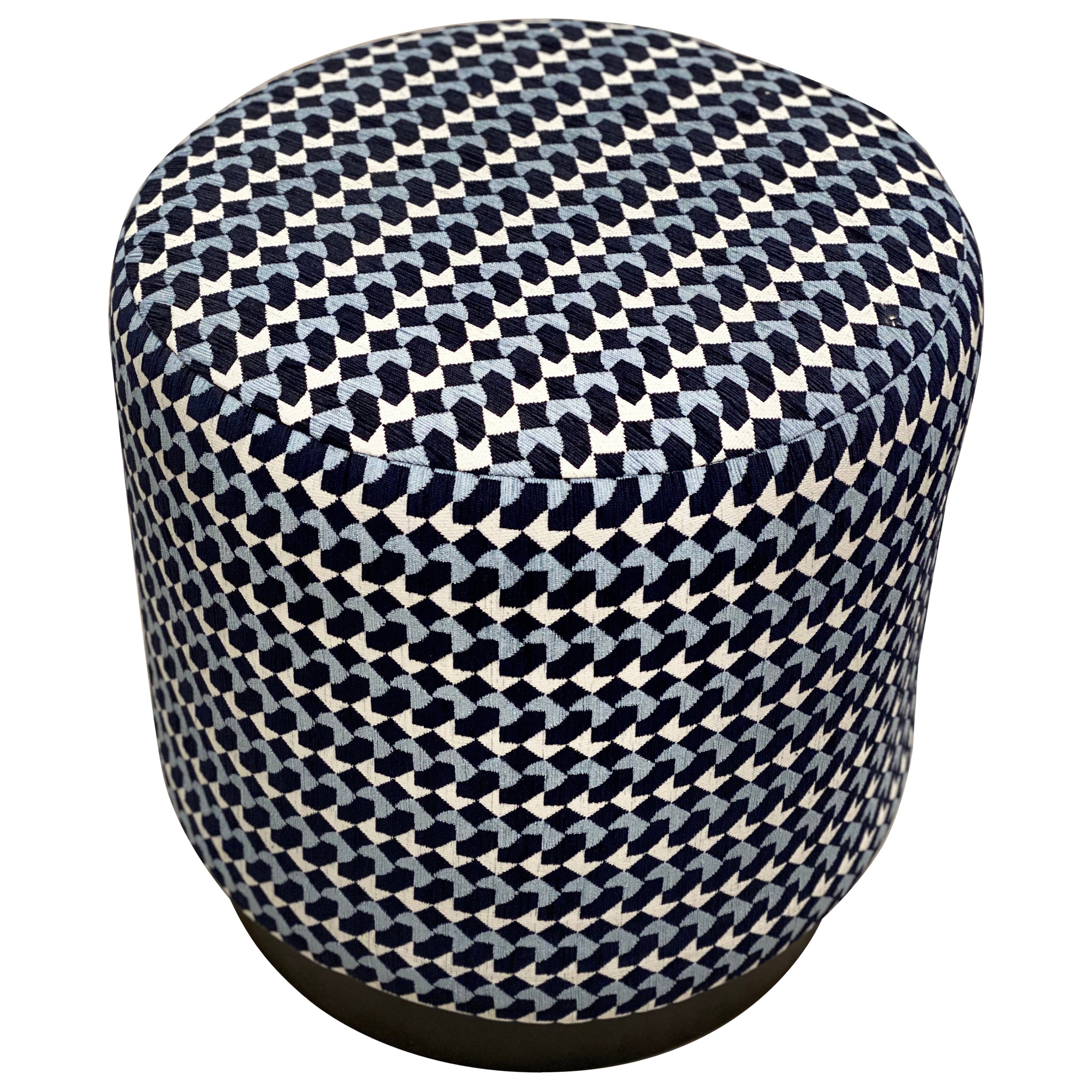 Extra Large Ottoman Pouf Newly Upholstered in a Brown and Tan Zebra