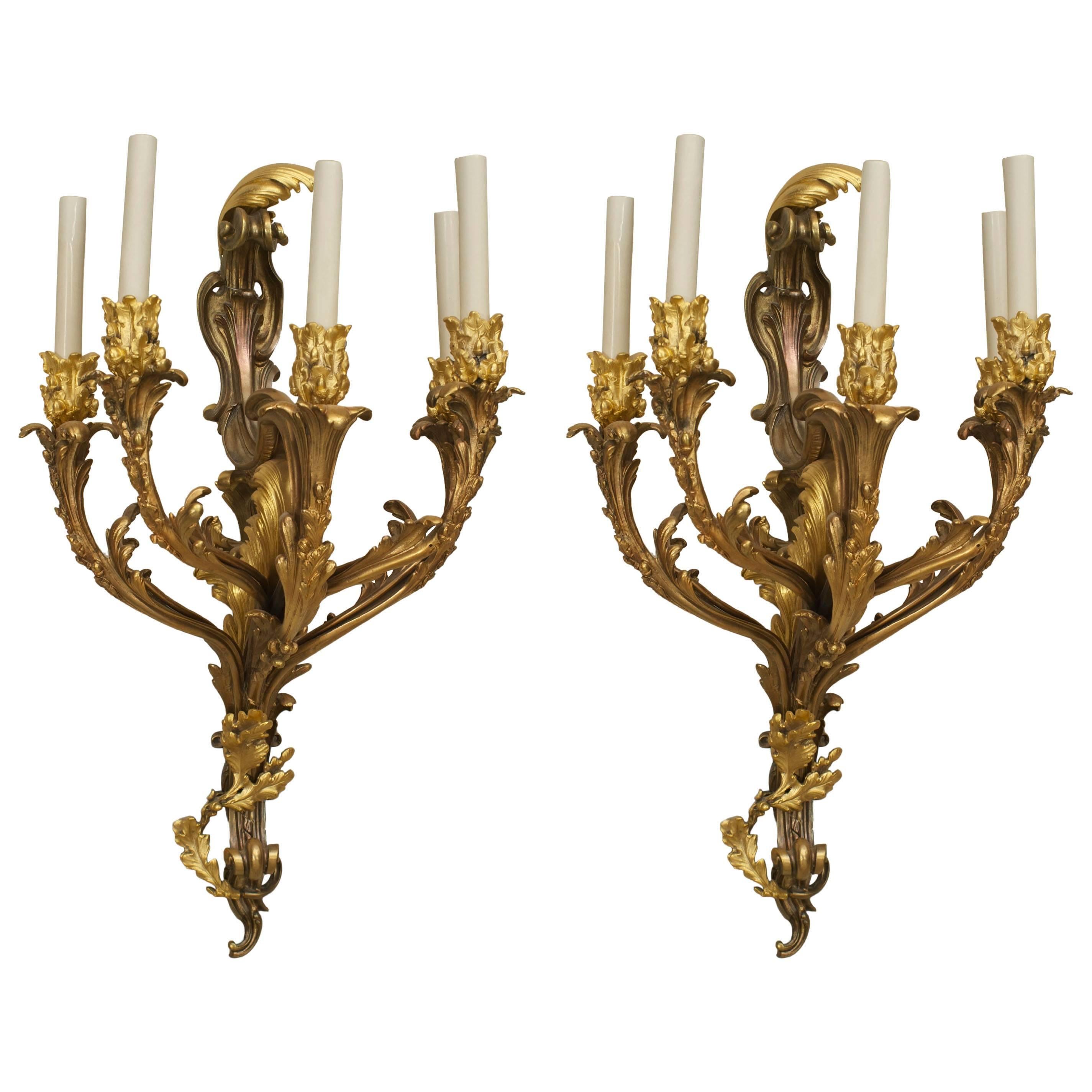 French Louis XV Style Gilt Bronze Wall Sconce For Sale