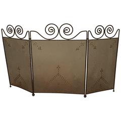 Antique American Mission Wrought Iron Fire Screen