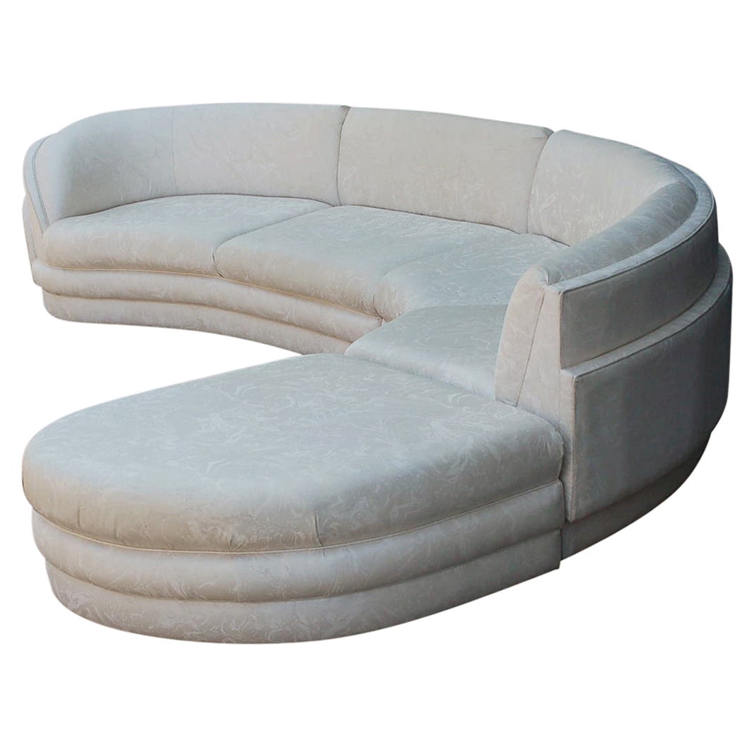 MidCentury Modern Curved Serpentine Sectional Sofa or Chaise Lounge