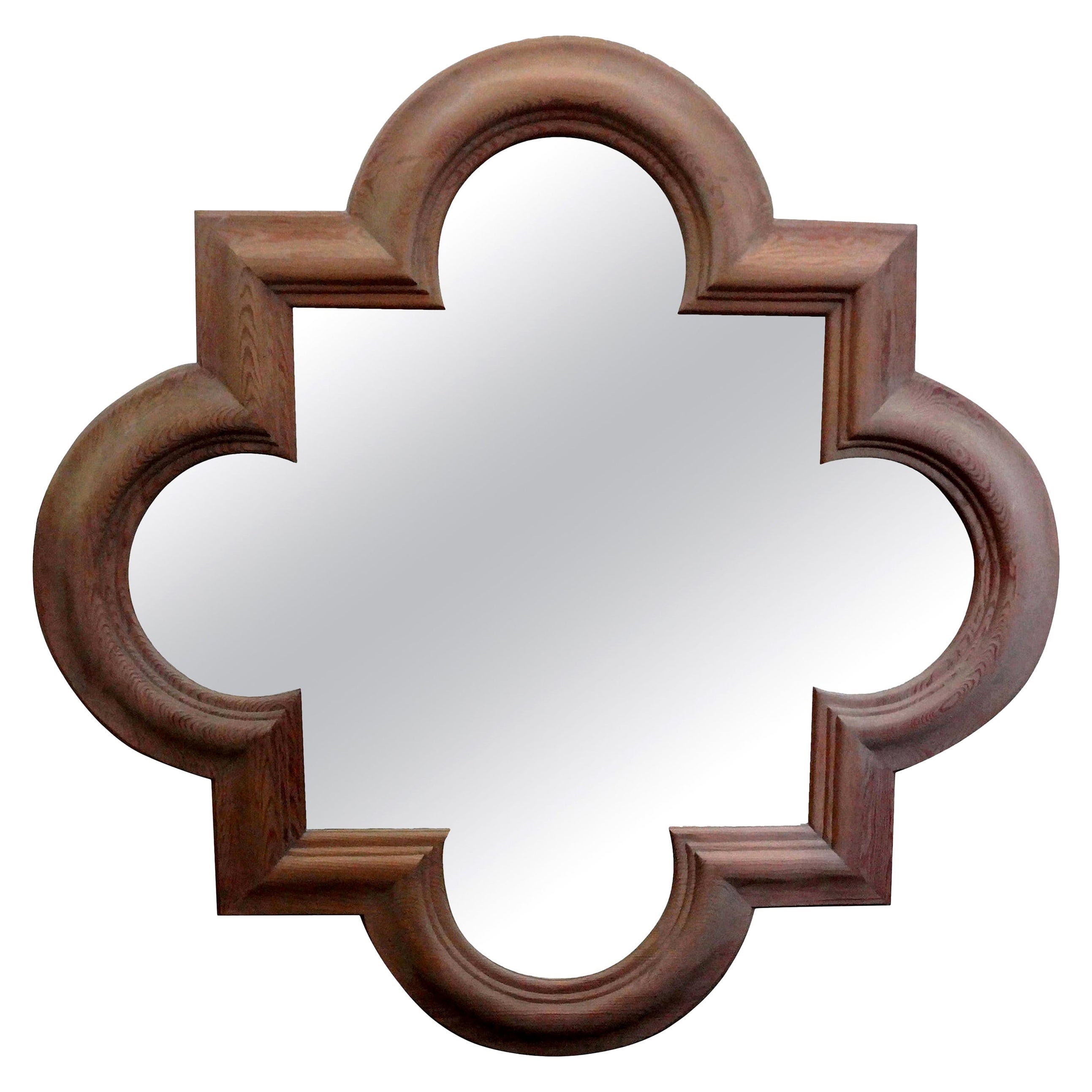 Large Italian Quatrefoil Wood Mirror