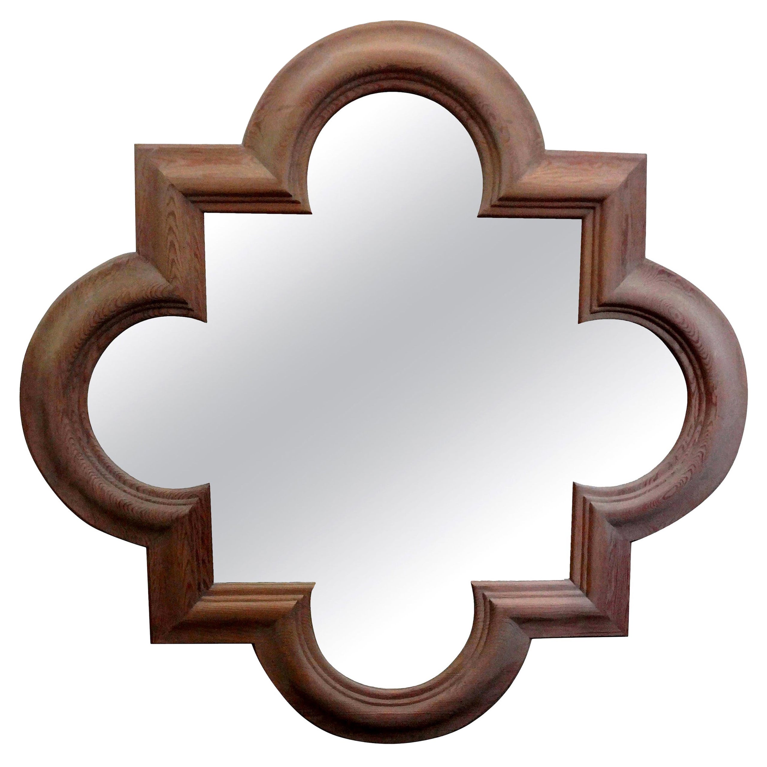 Gran espejo italiano de madera cuatrifoliada