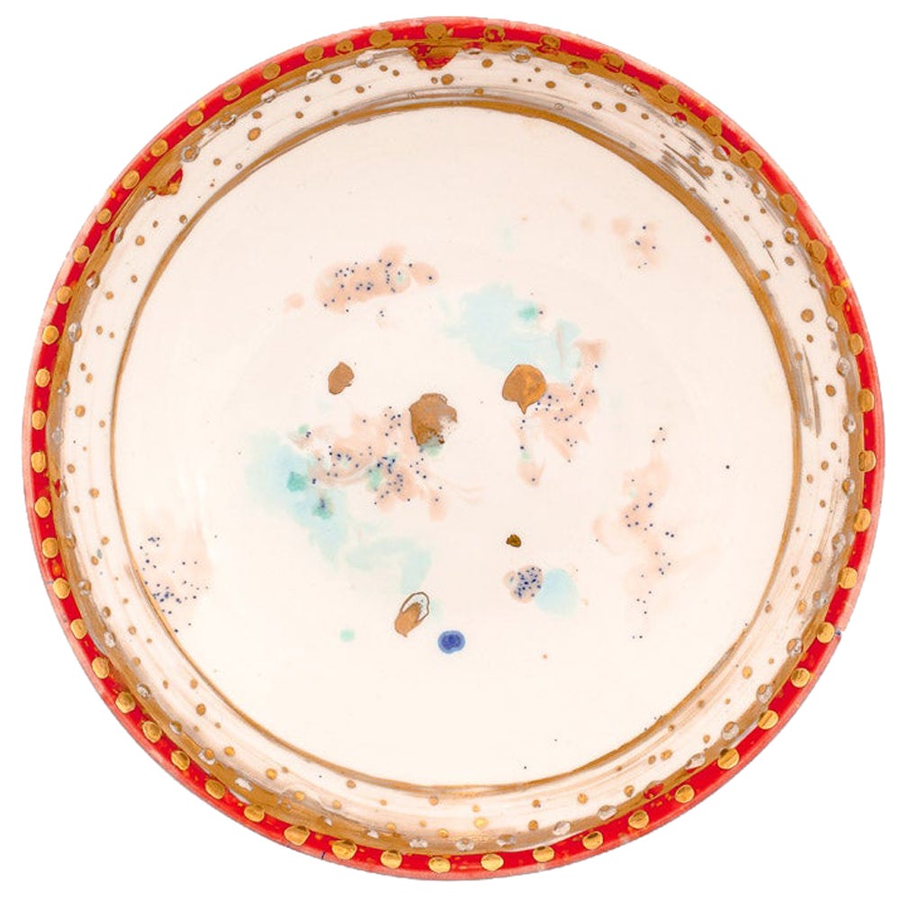 Set of 2 Soup Plates Gold Hand Painted Coralla Maiuri Modern New For