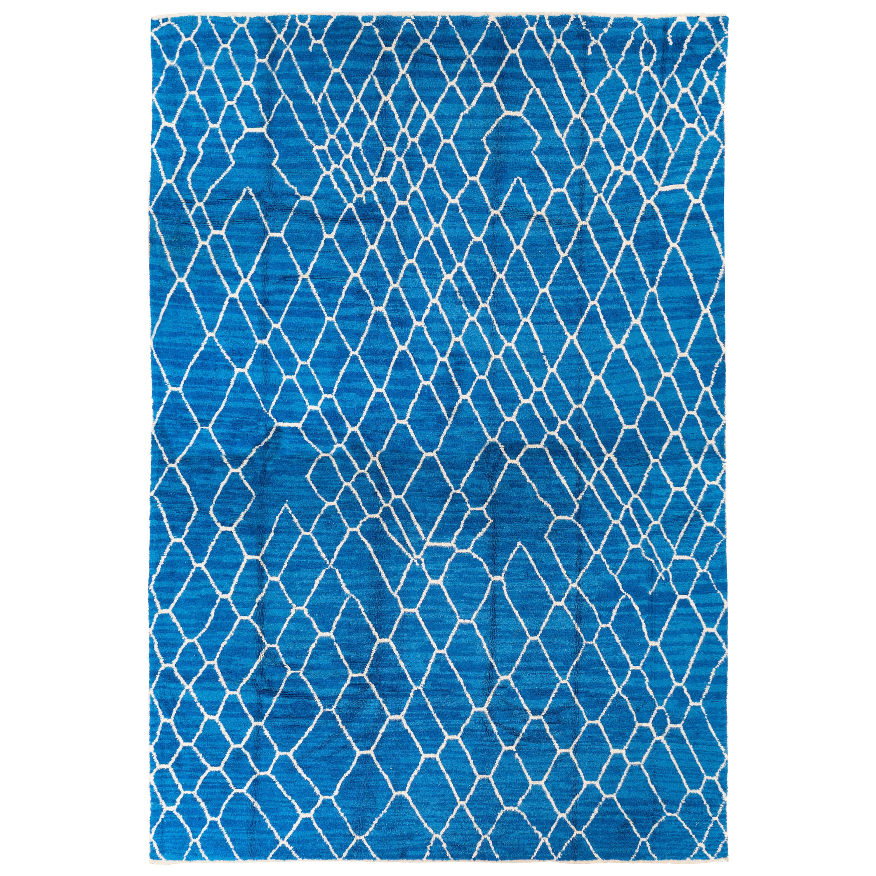 Contemporary Indigo Blue Color Moroccan Rug Custom Options Available