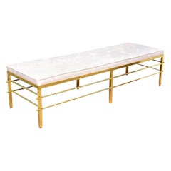 Tommi Parzinger Brass and Upholstered Mid-Century Modern Bench