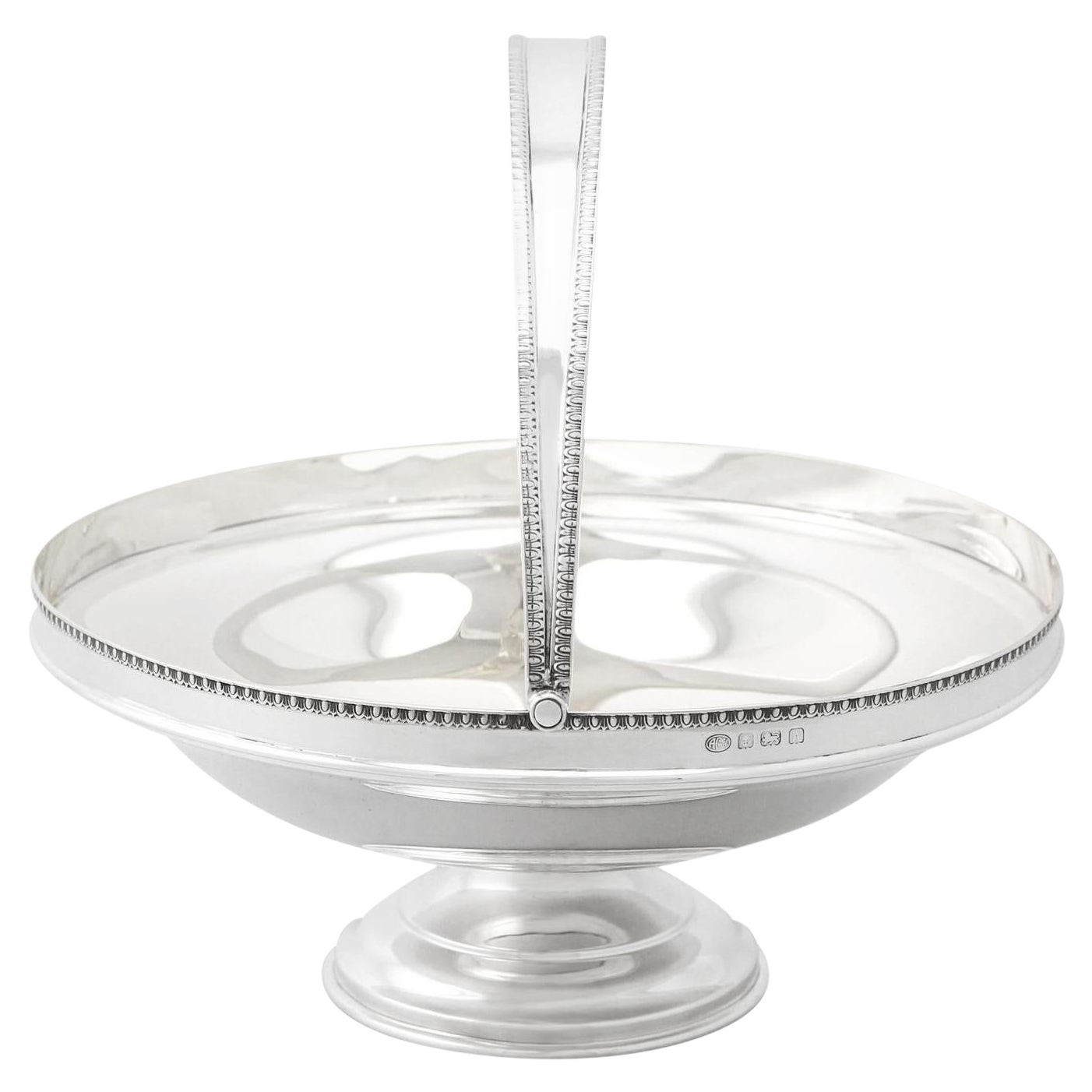 Panier à gâteaux / fruits anglais ancien en argent sterling