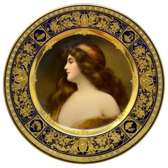 Antique Exquisite "Royal Vienna" Portrait Plate, Bee-Hive Mark, circa 1890-1900