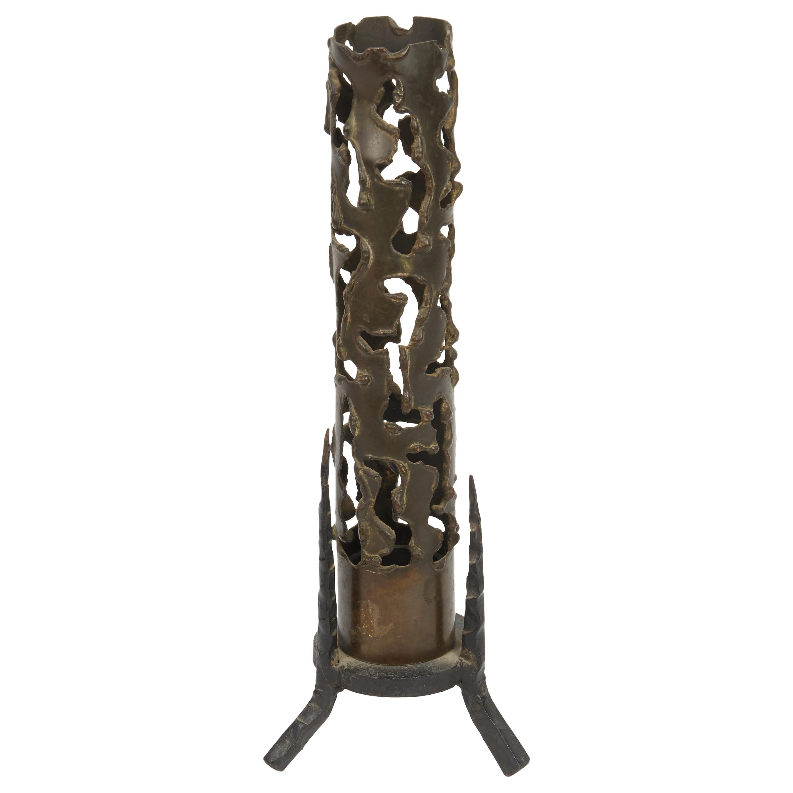 Mid-20th Century Israeli Brass and Iron Memorial Candle by David Palombo For Sale
