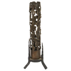 Vintage Mid-20th Century Israeli Brass and Iron Memorial Candle by David Palombo