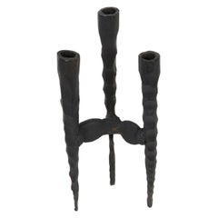 Retro Mid-20th Century Brutalist Iron Shabbat Candlesticks by David Palombo