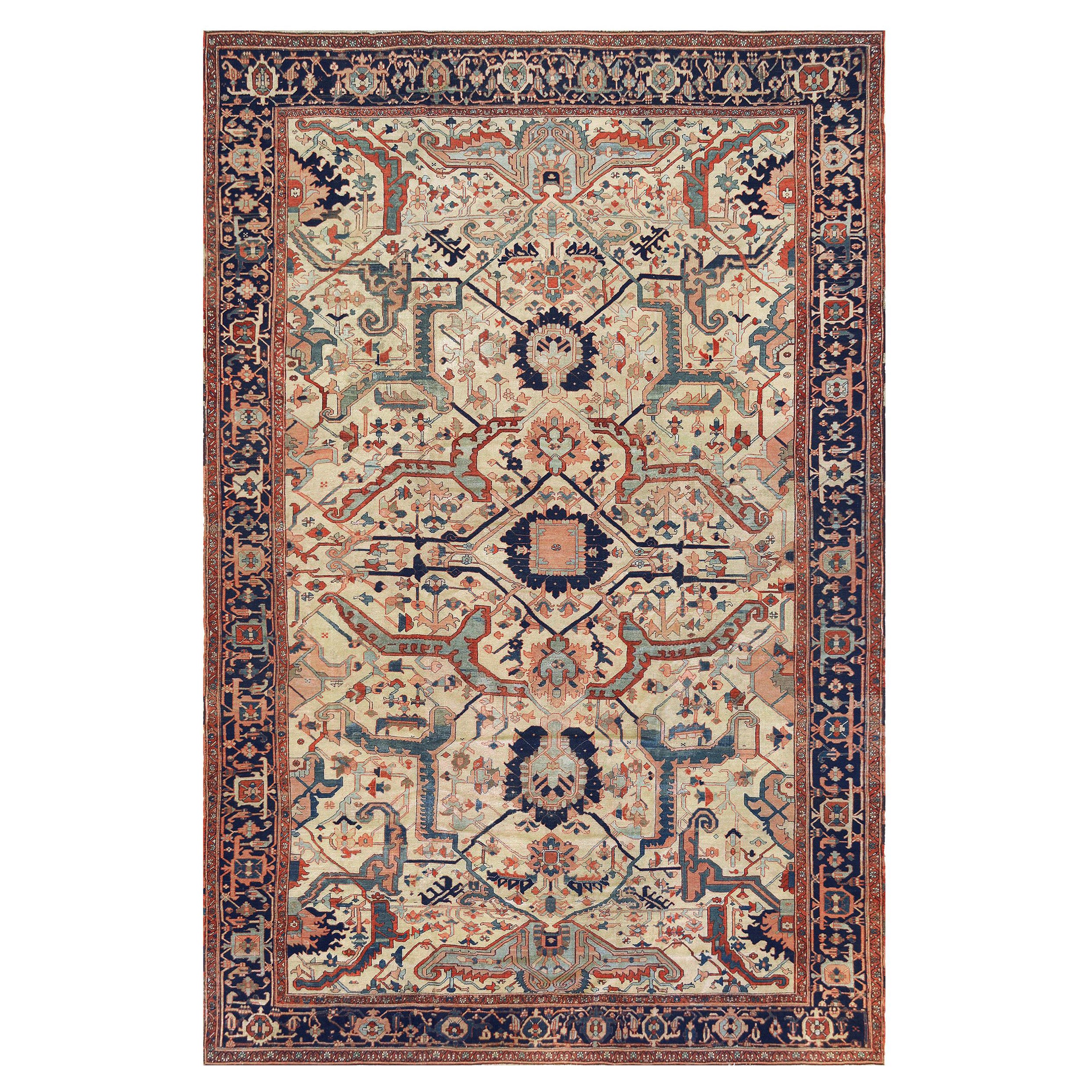 Oversized Late 19th Century Serapi Rug from North West Persia 11'9"x18' For Sale