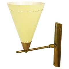 Italian Cream Aluminum and Brass Adjustable 1950s Sconce