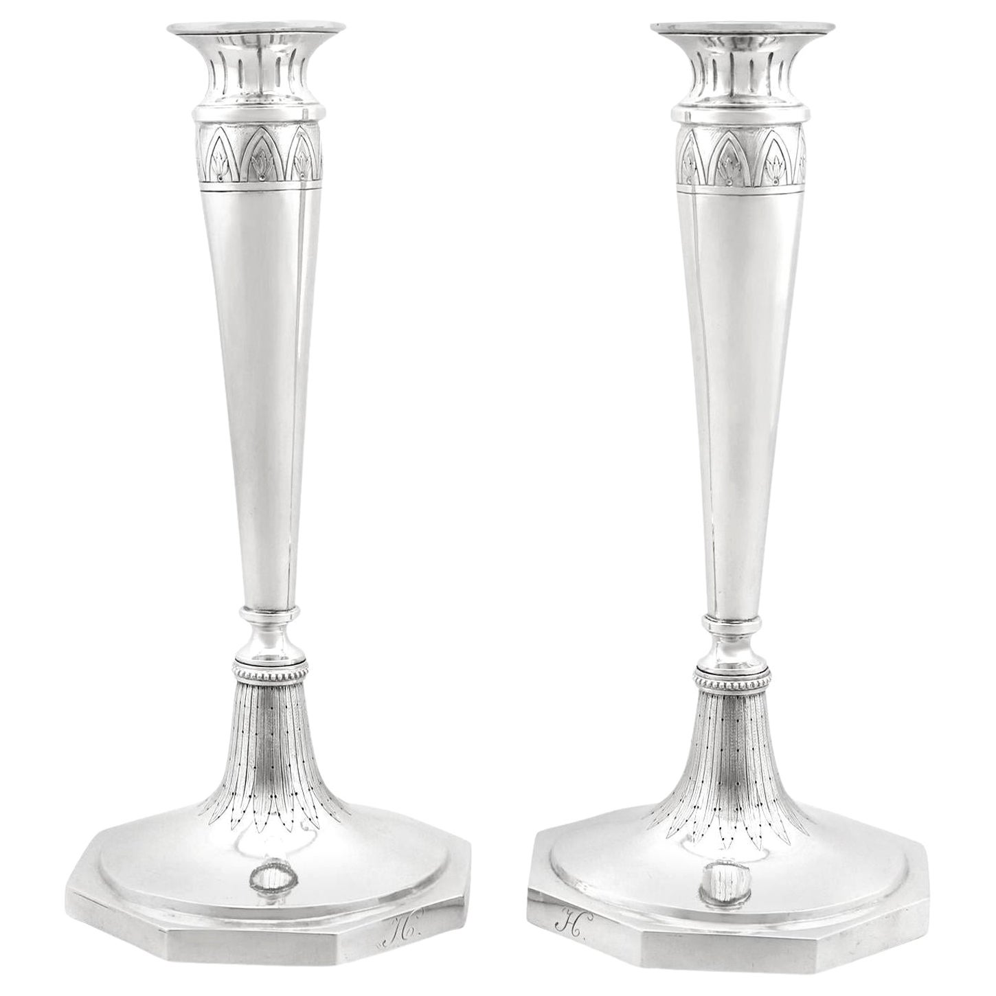 1880s Continental Silver Candle Holders For Sale