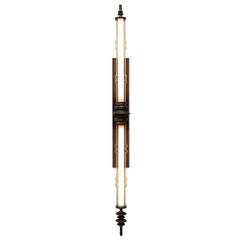 Amuneal's Blown Glass Steel + Oak Double Totem Wall Sconce