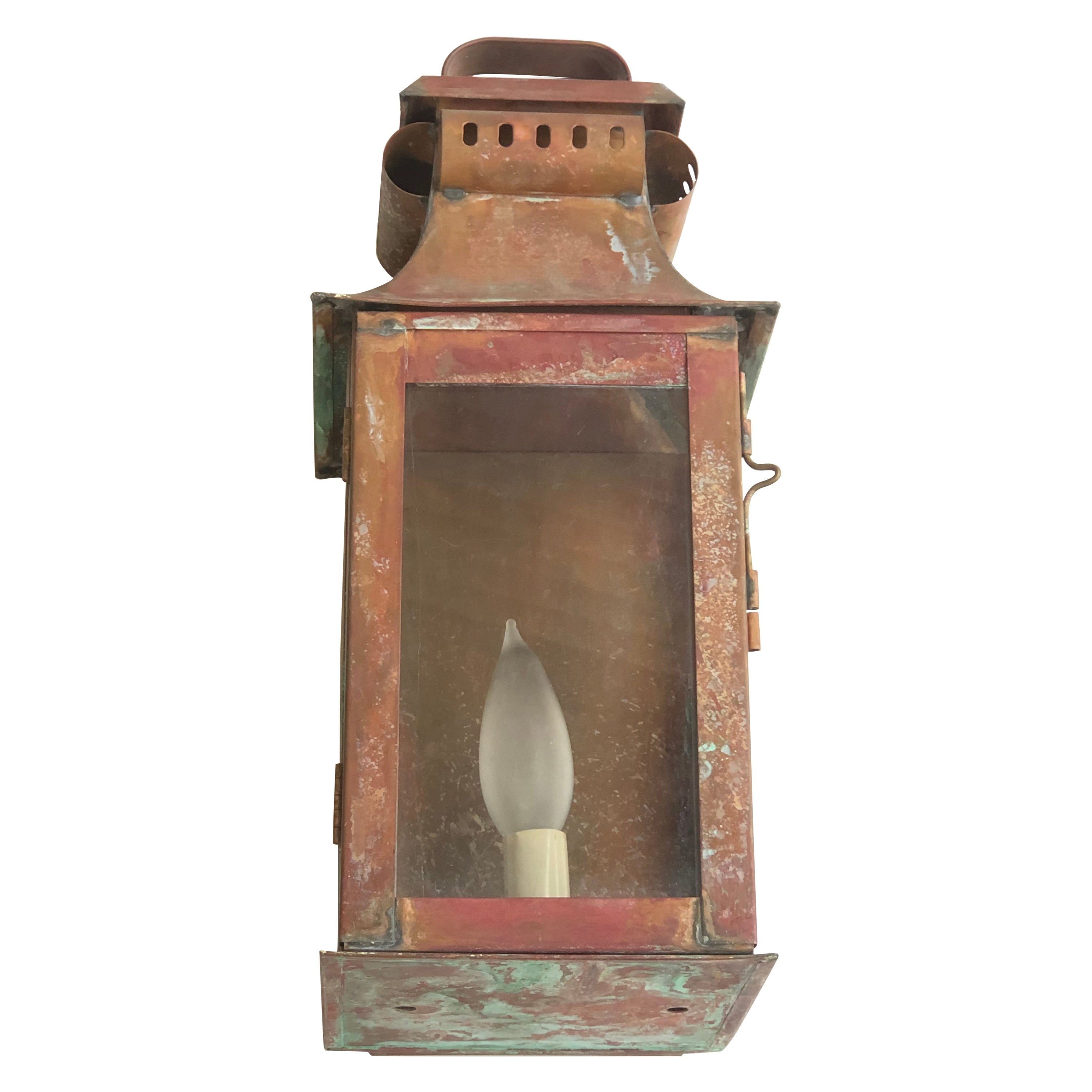 Restored Pair of Original Antique English Copper Wall Lanterns at 1stDibs