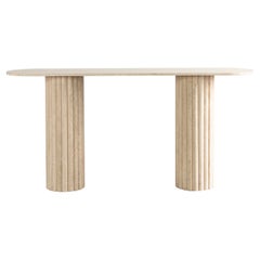 Vintage Rima Console Table in Travertine Marble, Made in Mexico by Peca