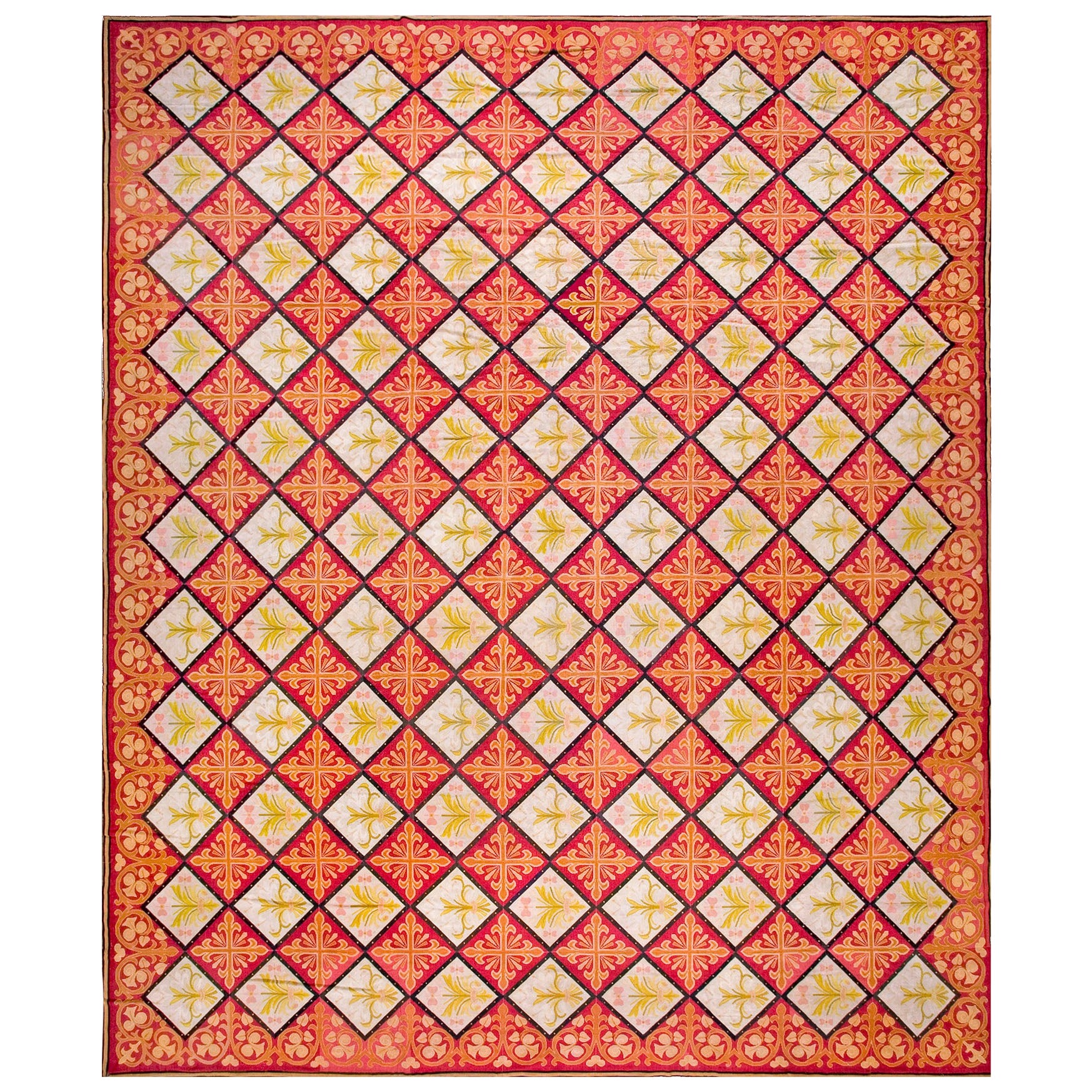 Antique European Needlepoint Rug For Sale at 1stDibs