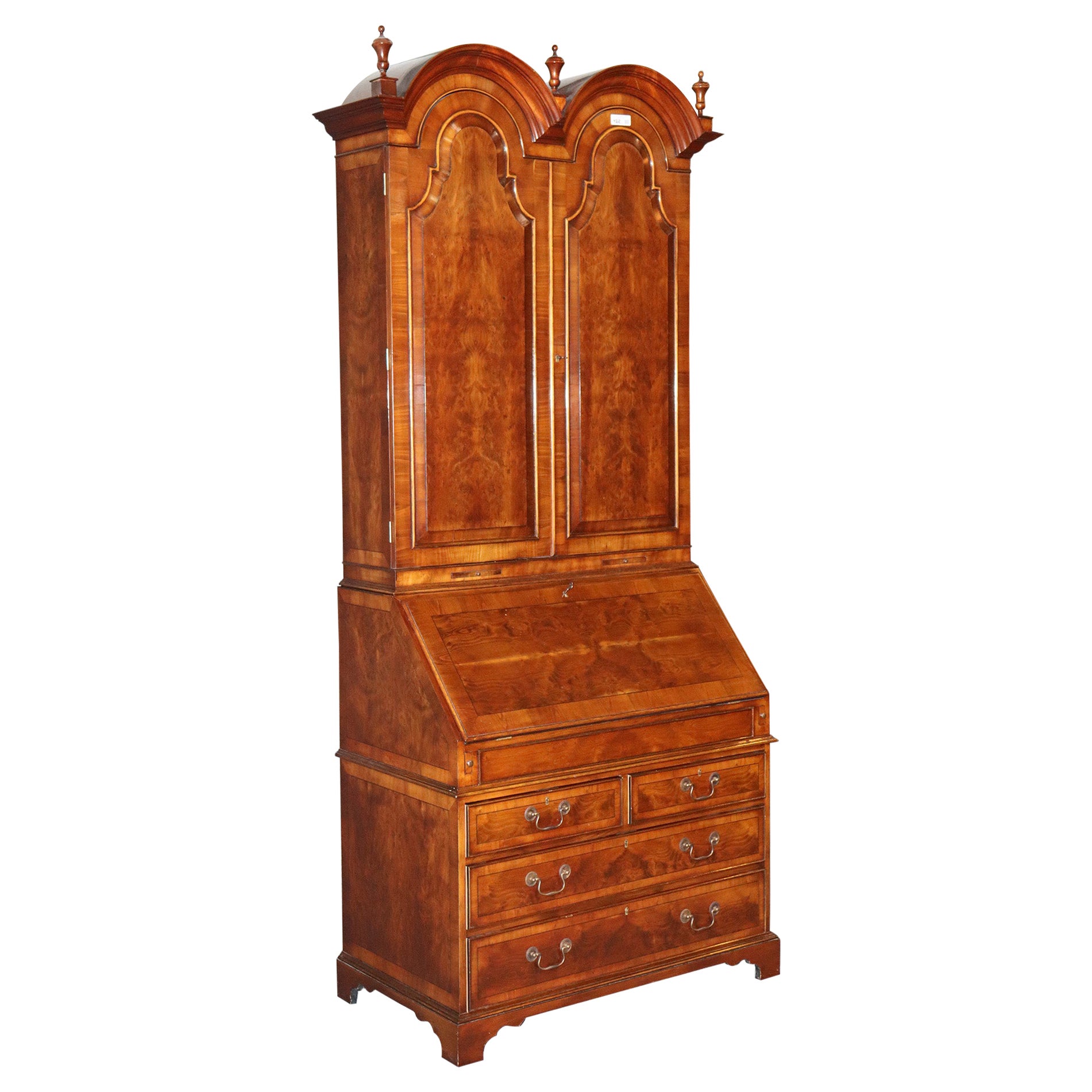Antique Walnut Slant Front Queen Anne Style Secretary Desk at 1stDibs