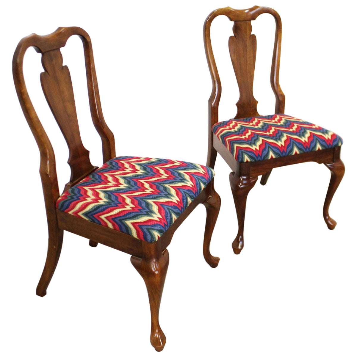 6 Vintage Thomasville Queen Anne Style Solid Cherrywood Dining Chairs