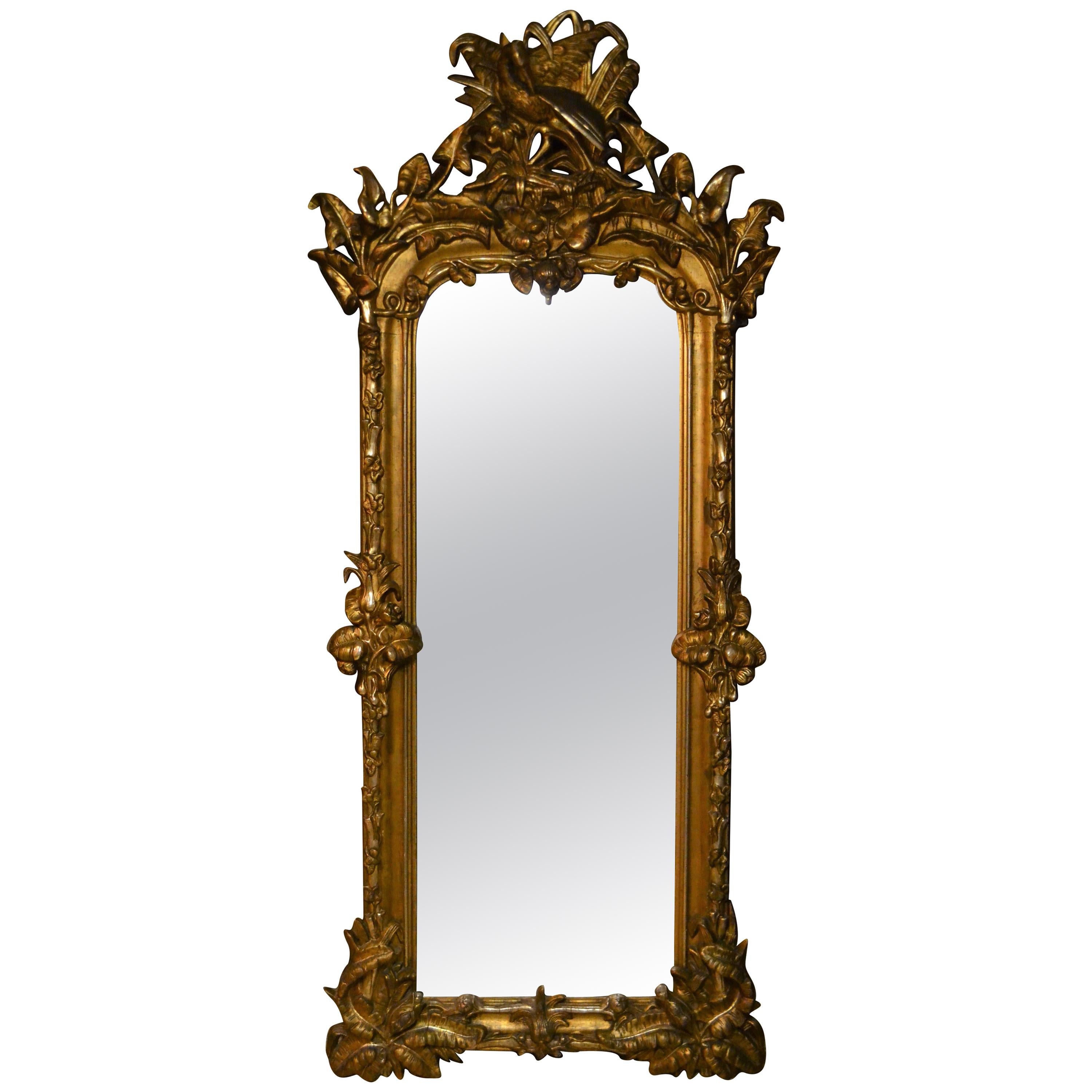 Antique French Pier Gold Leaf Mirror