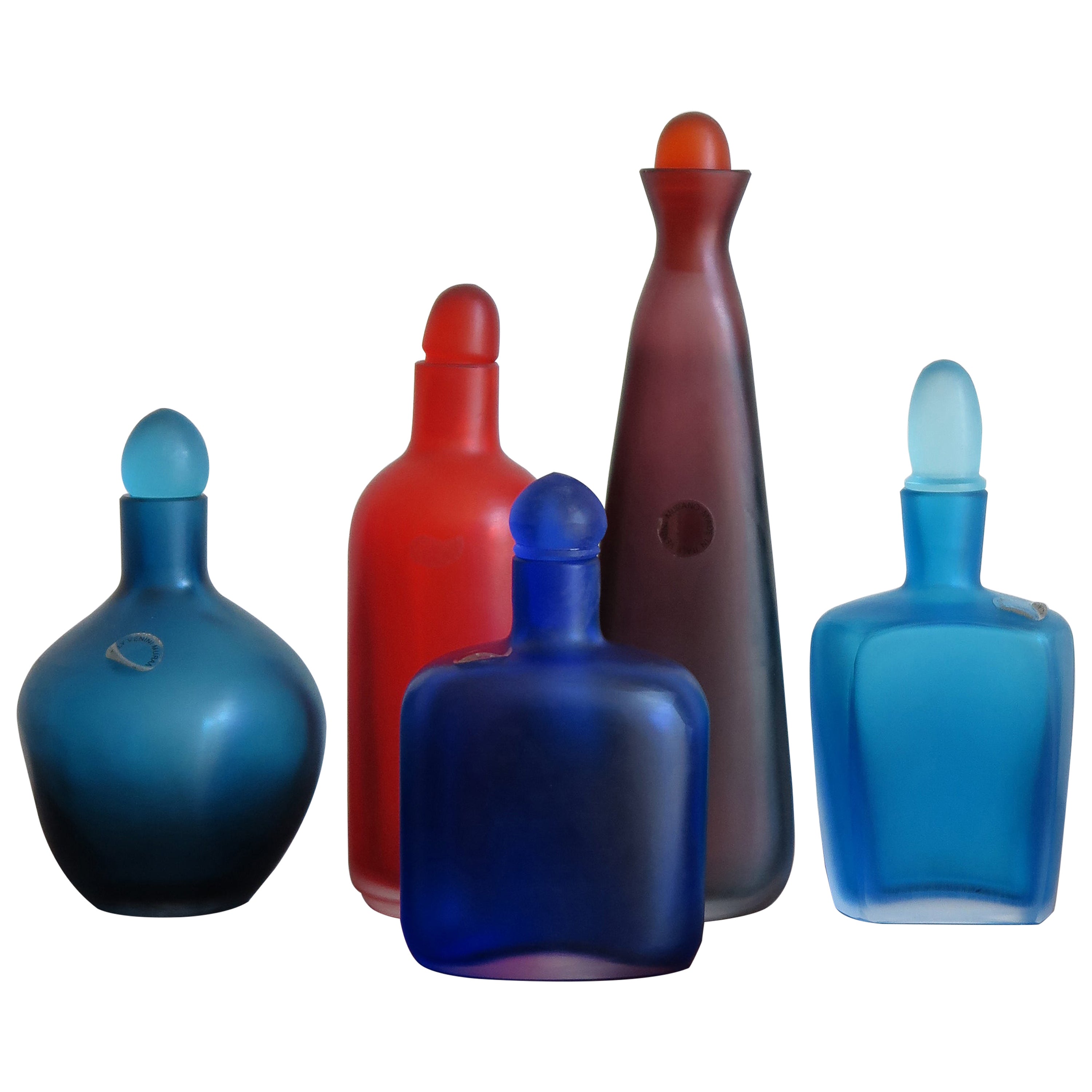 Venini Murano Italy Glass Bordeaux Bottle Serie “Velati”, 1995 For Sale